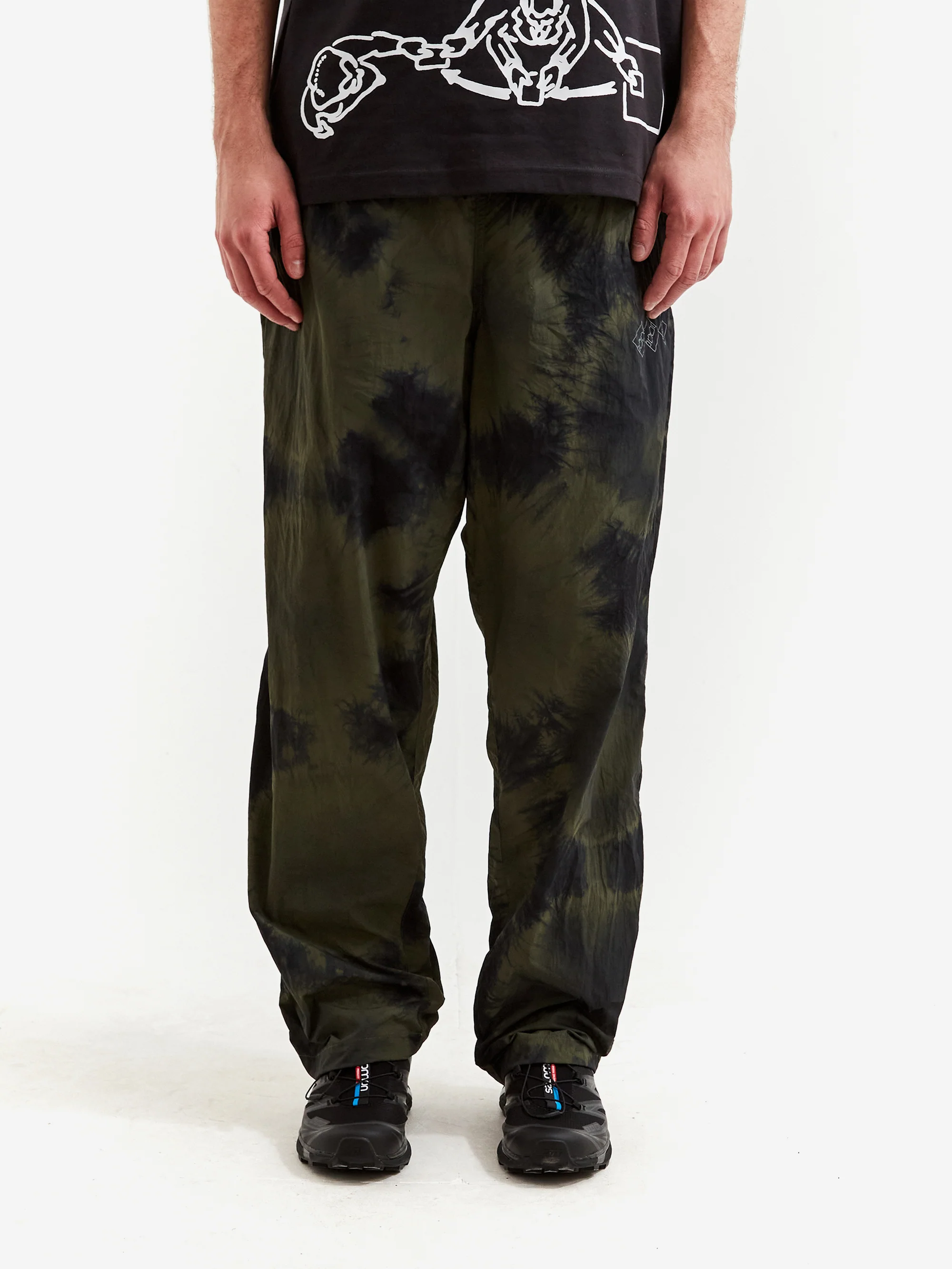 The Trilogy Tapes TTT Tech Beach Pants - Black/Olive Marble - Image 2
