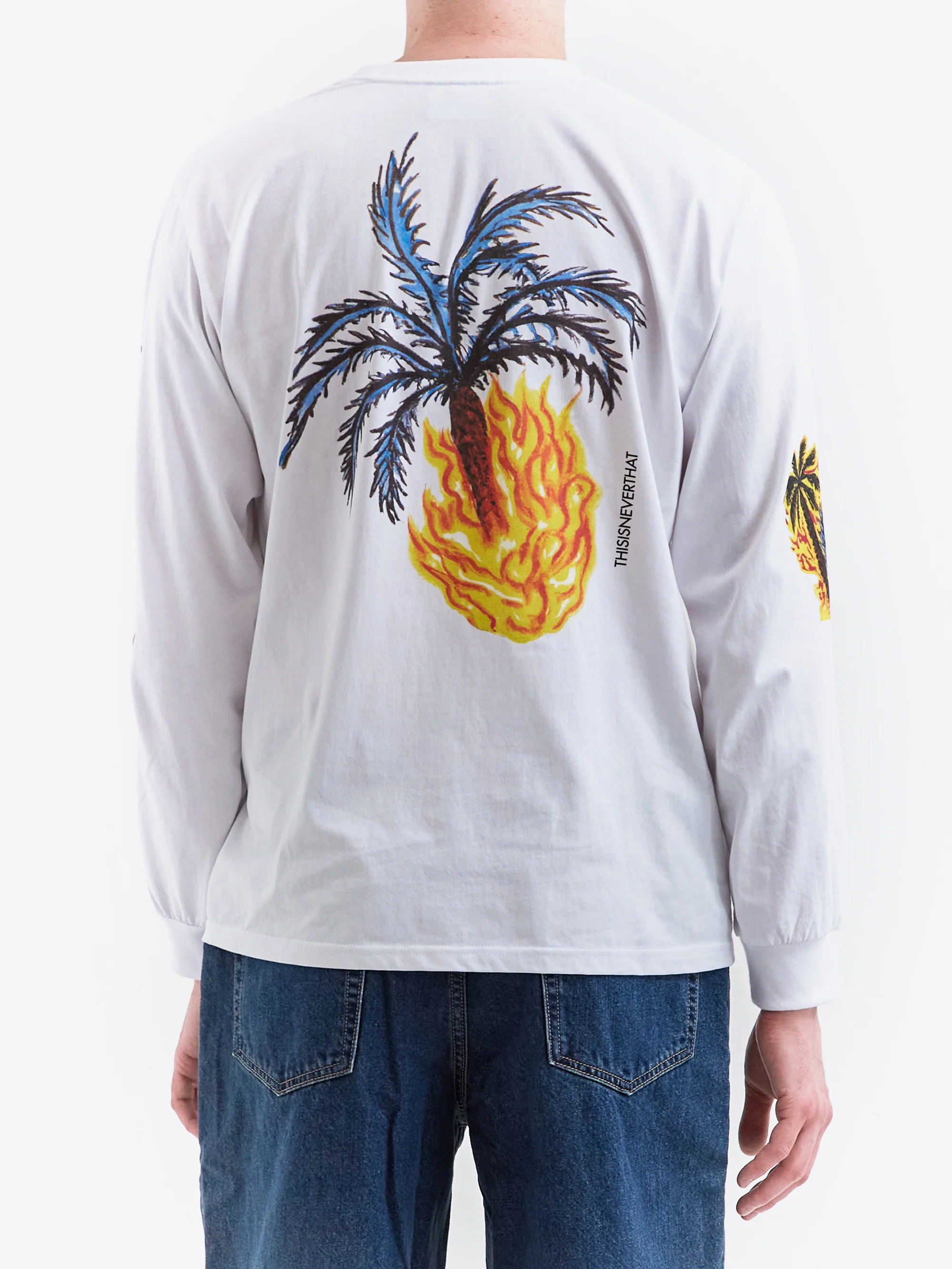 thisisneverthat Burning Palm Tree Long Sleeve T-Shirt - White - Image 6