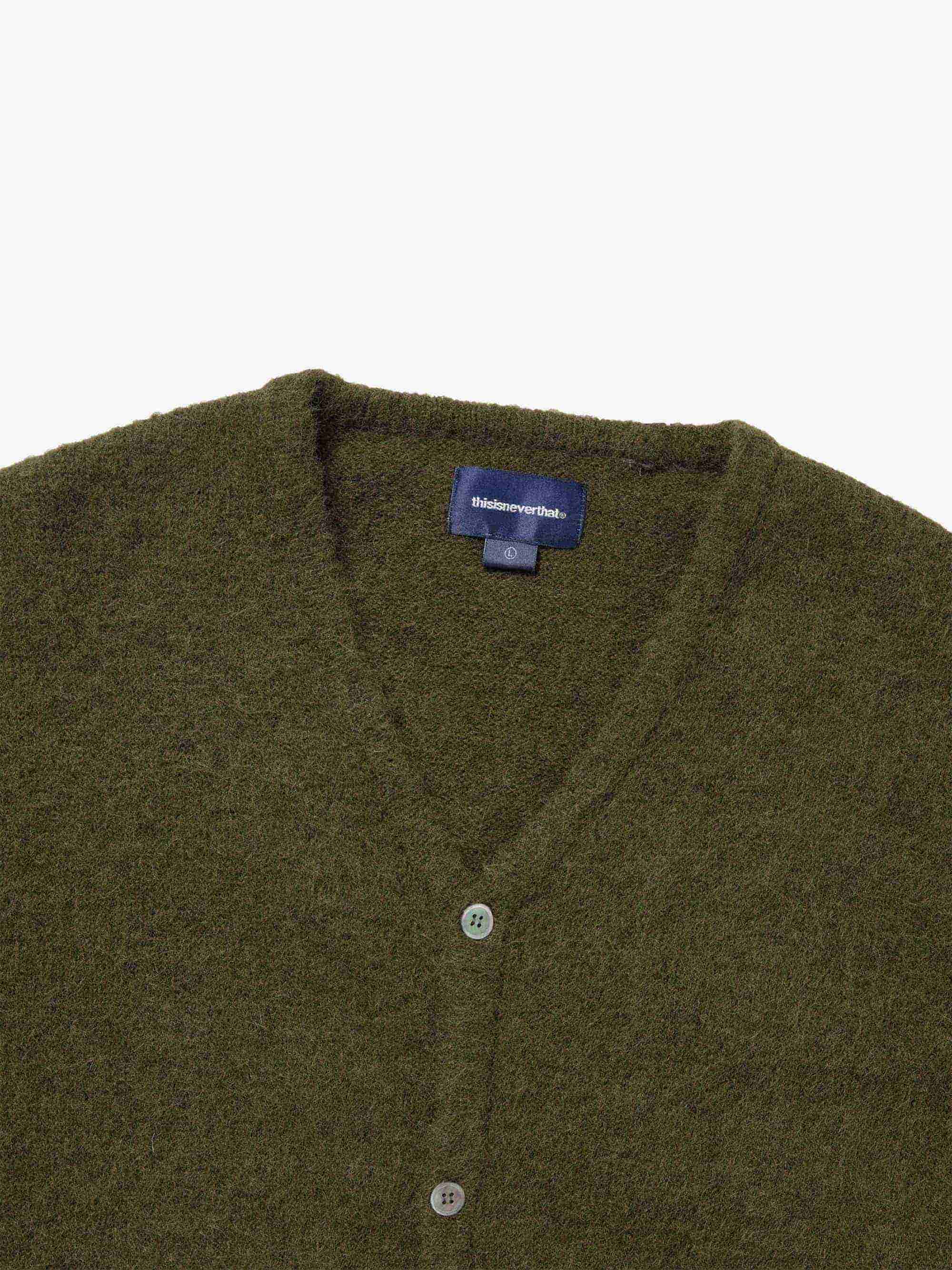 thisisneverthat Hairy Knit Cardigan - Olive - Image 2