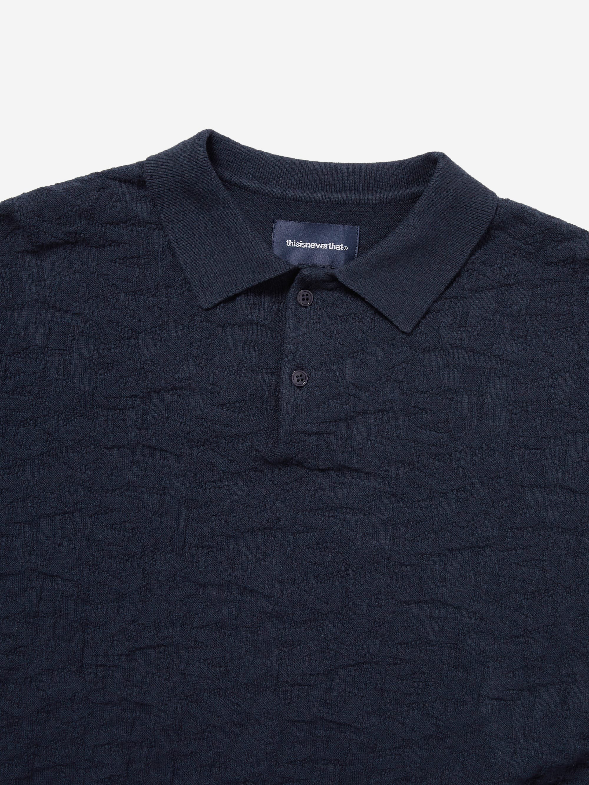 thisisneverthat Stacked TNT Short Sleeve Knit Polo - Navy - Image 2