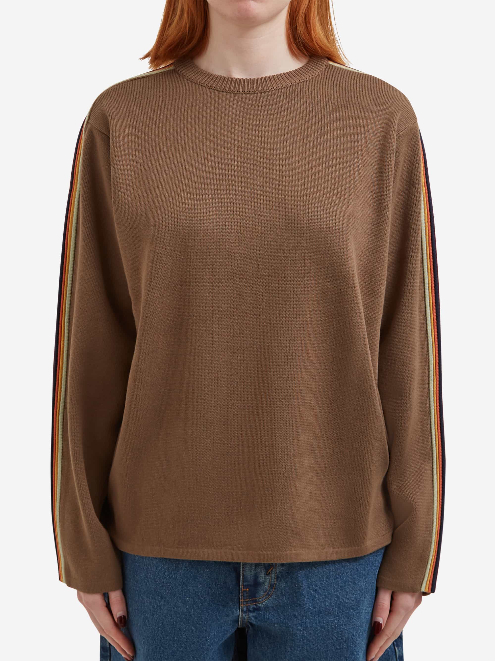 thisisneverthat Striped Sleeve Knit Crew - Brown