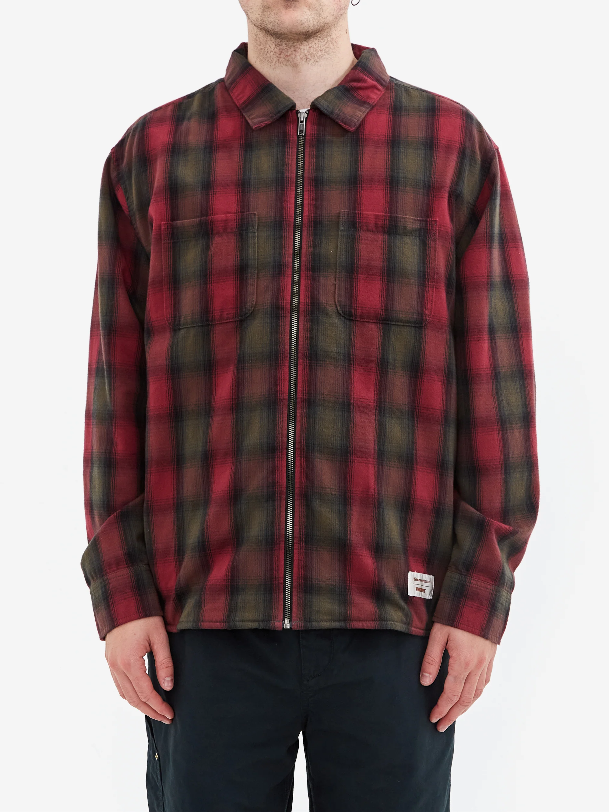 thisisneverthat x Goretex Windstopper Shaggy Check Shirt - Red - Image 2