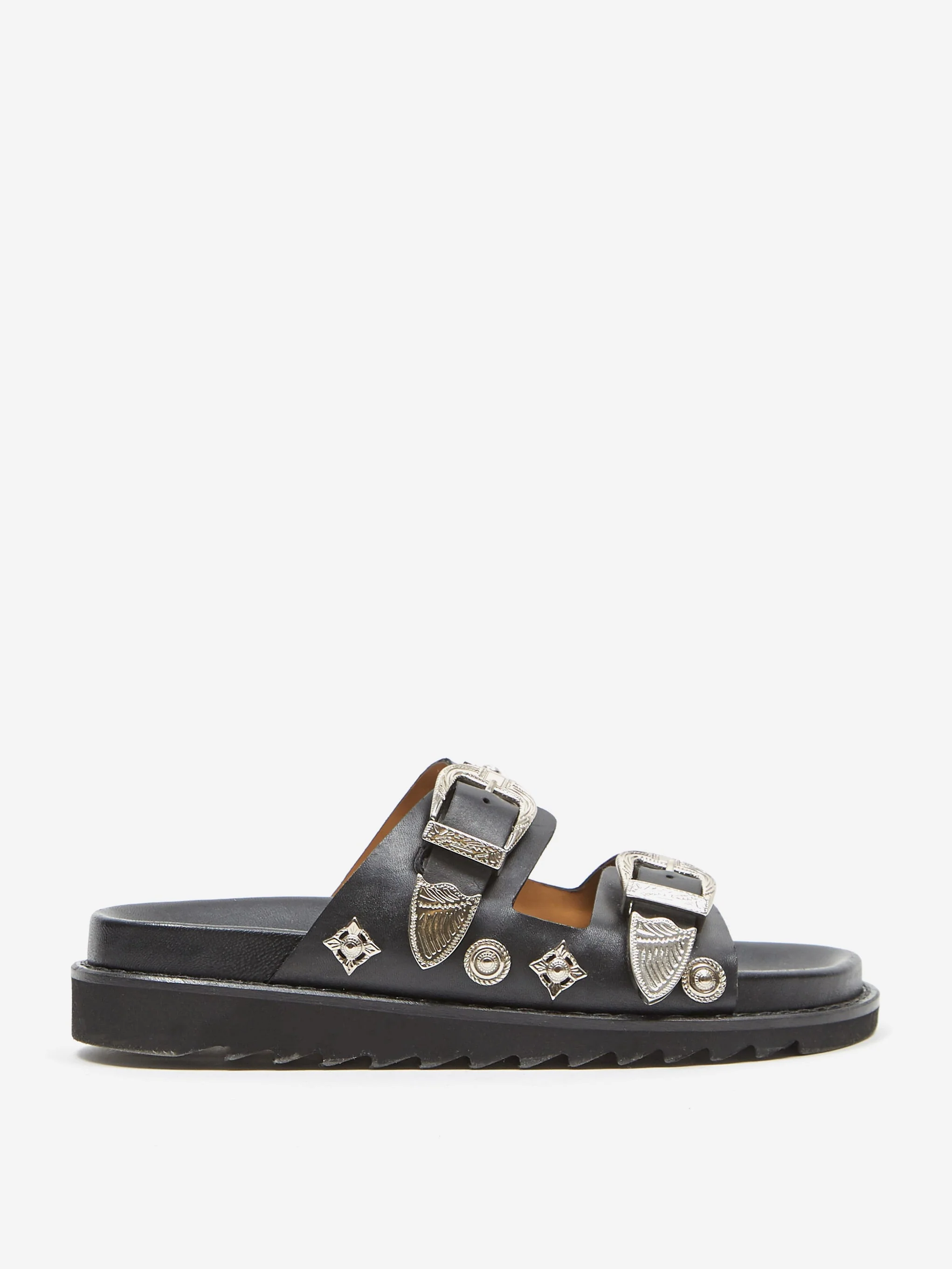 Toga Pulla Black Leather Sandal - Black