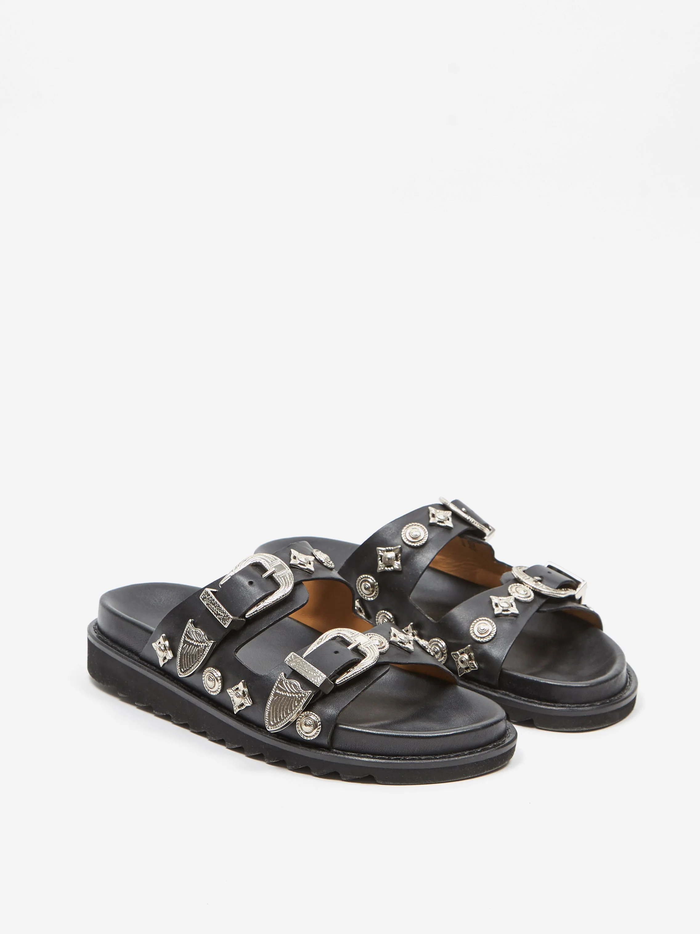 Toga Pulla Black Leather Sandal - Black - Image 2