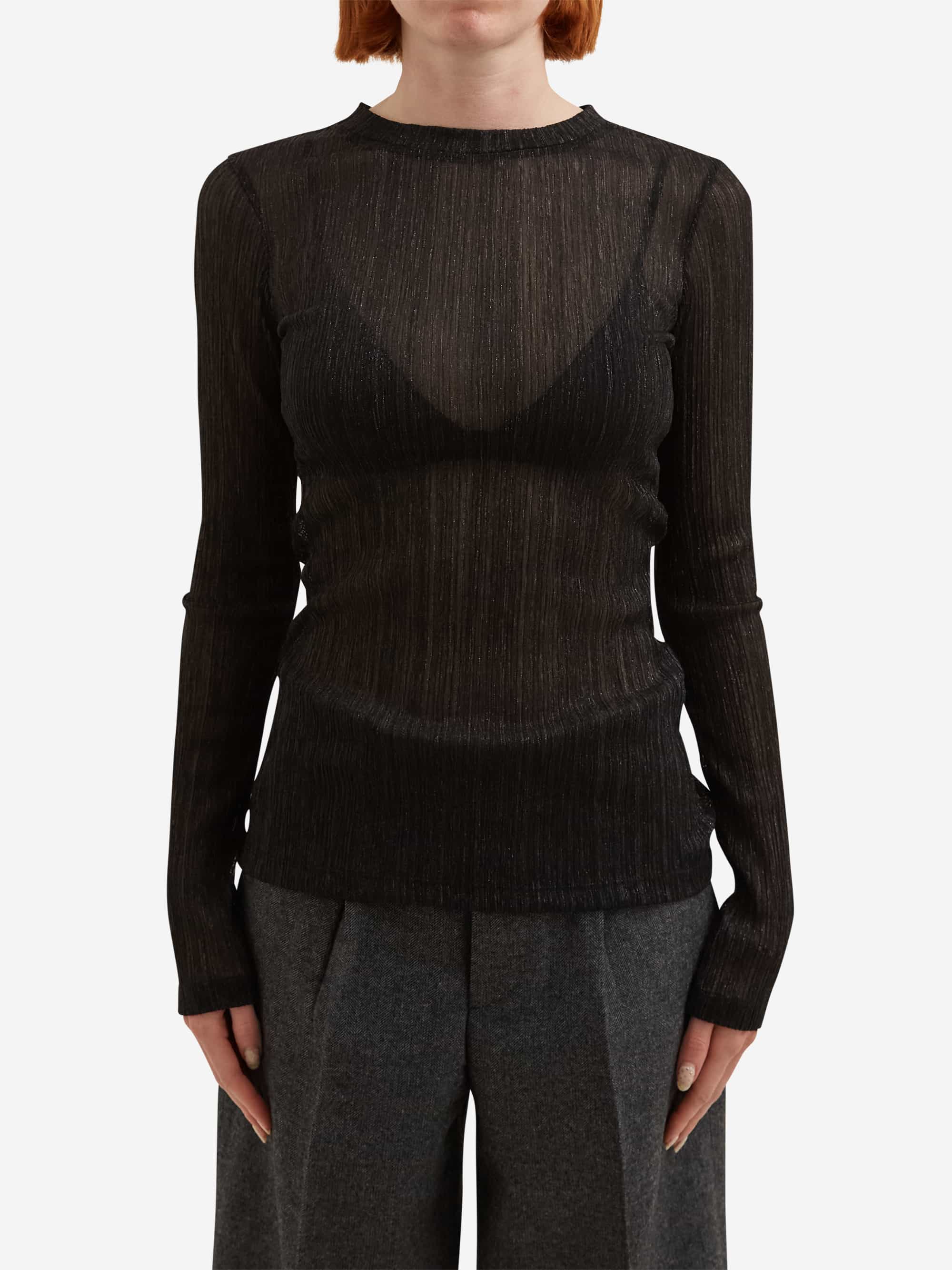 Tonywack Metallic Thread Sheer Longsleeve - Black