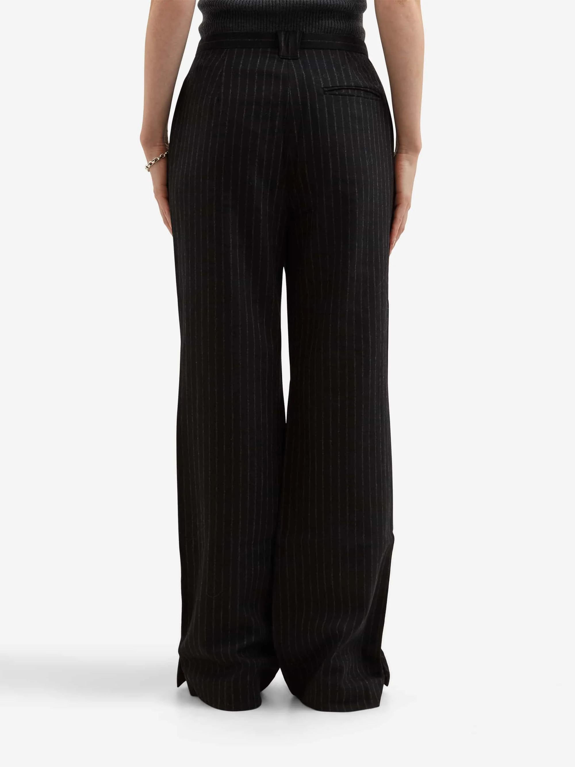 Tonywack Striped Wool Flared Trousers - Black Stripe - Image 3