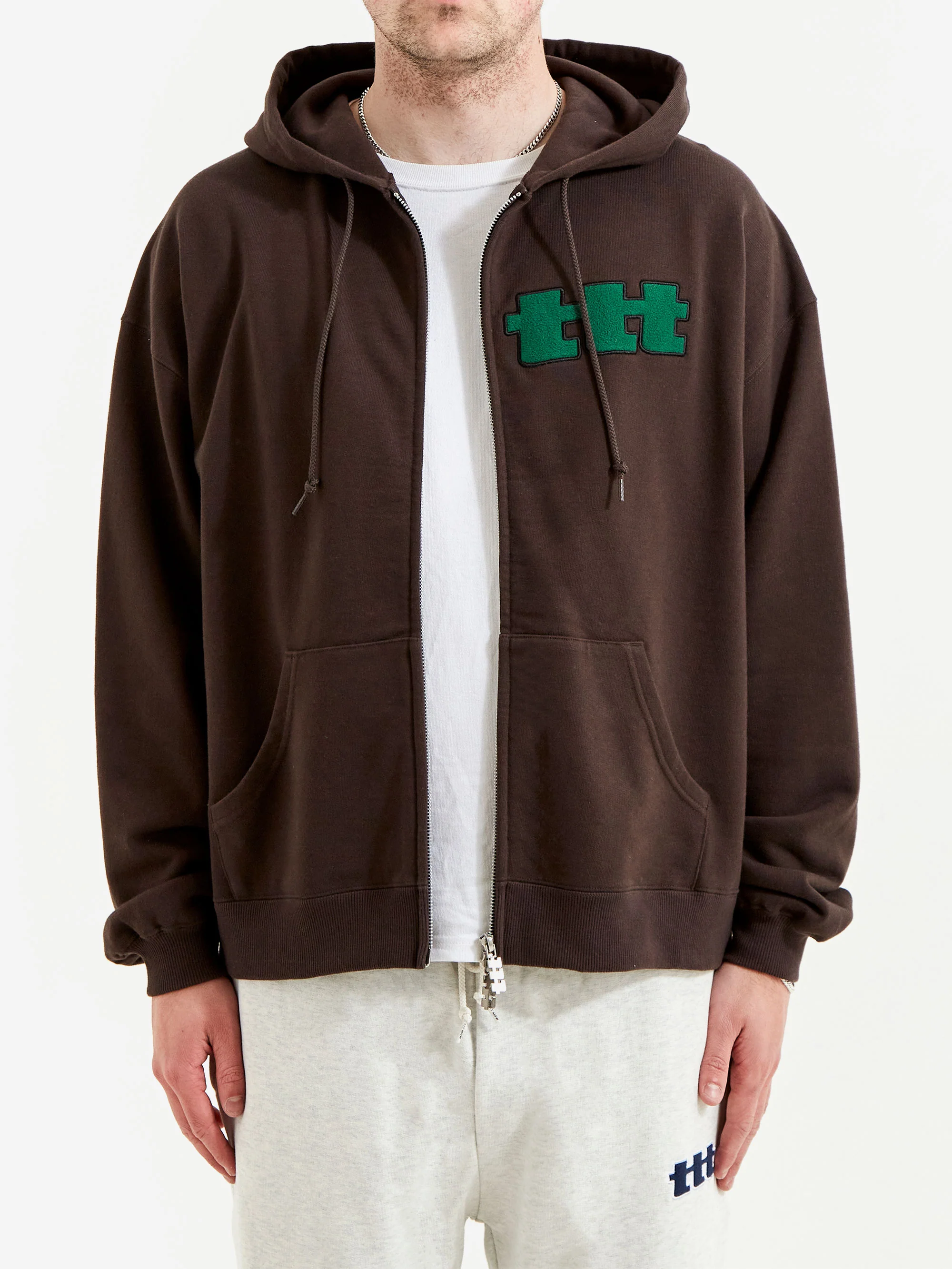 TTT MSW Logo Zip Up Hoodie - Brown - Image 2