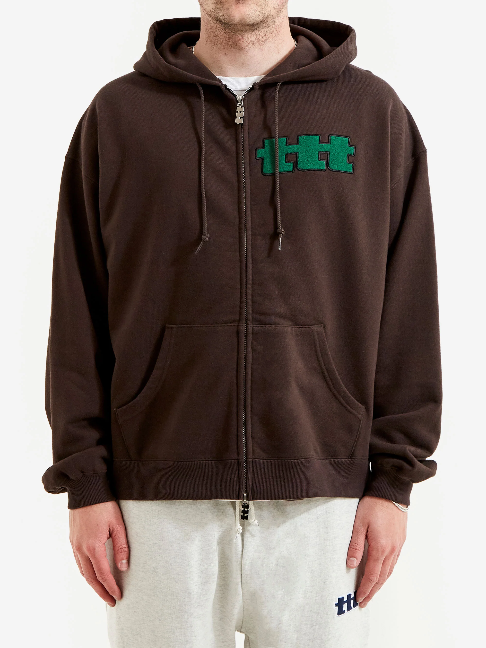 TTT MSW Logo Zip Up Hoodie - Brown - Image 3