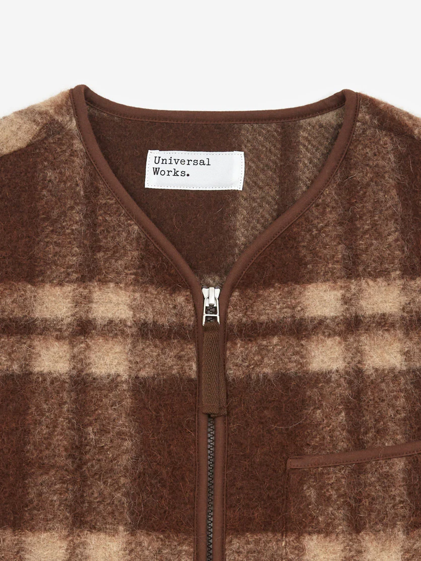 Universal Works Zip Gilet - Brown - Image 2