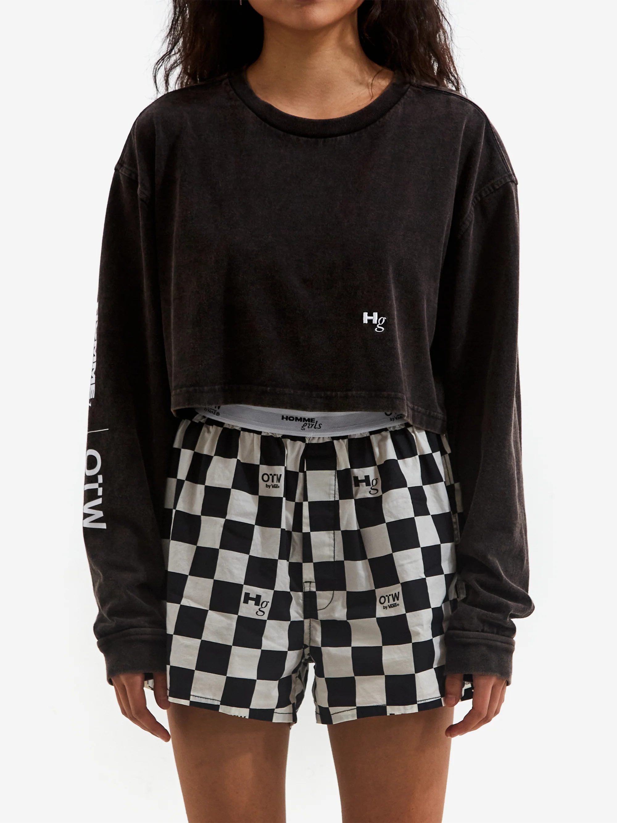Vans x Hommegirls OTW Hommegirls Long Sleeve Crop T-Shirt - Washed Black