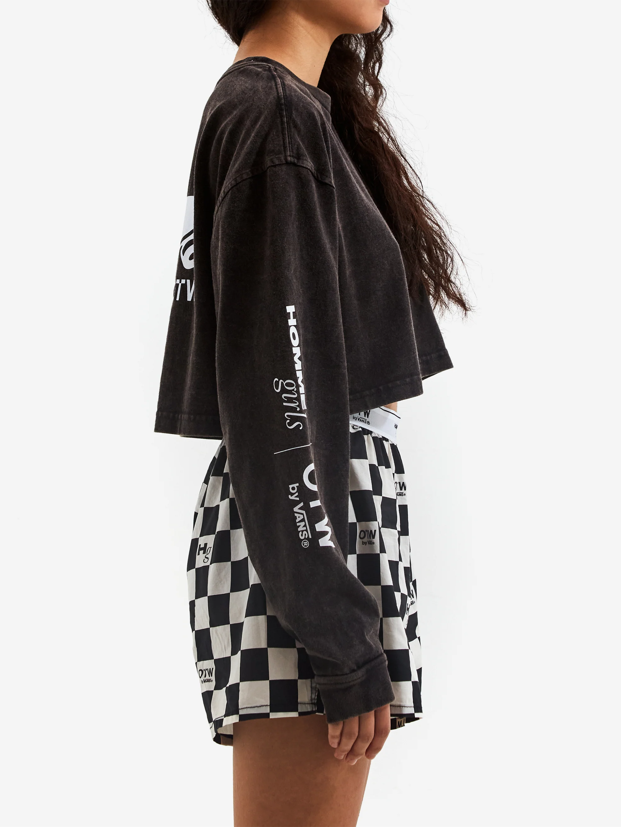 Vans x Hommegirls OTW Hommegirls Long Sleeve Crop T-Shirt - Washed Black - Image 2