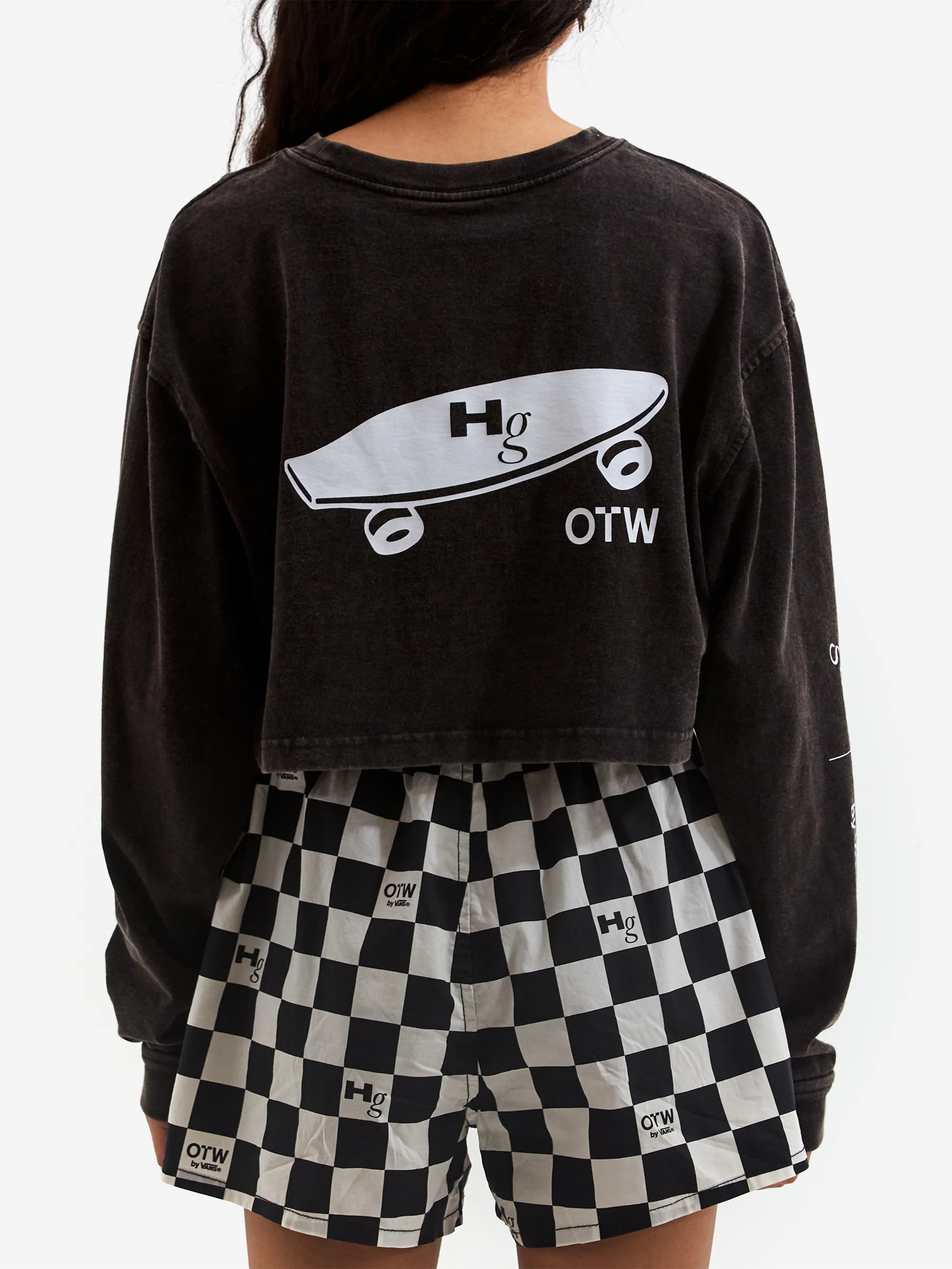 Vans x Hommegirls OTW Hommegirls Long Sleeve Crop T-Shirt - Washed Black - Image 3