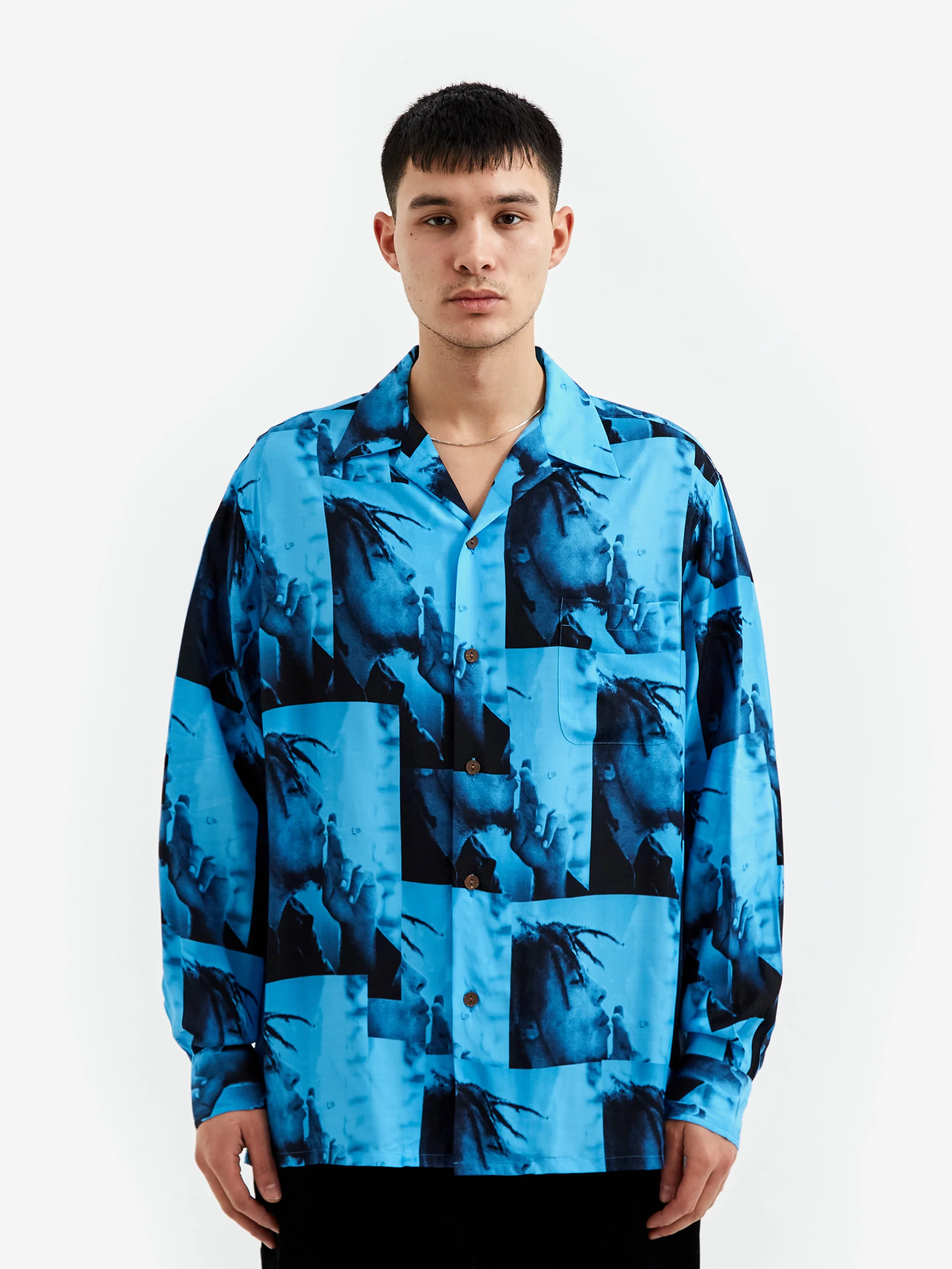 Wacko Maria Bob Marley / Hawaiian L/S (Type-1) - Blue - Image 7