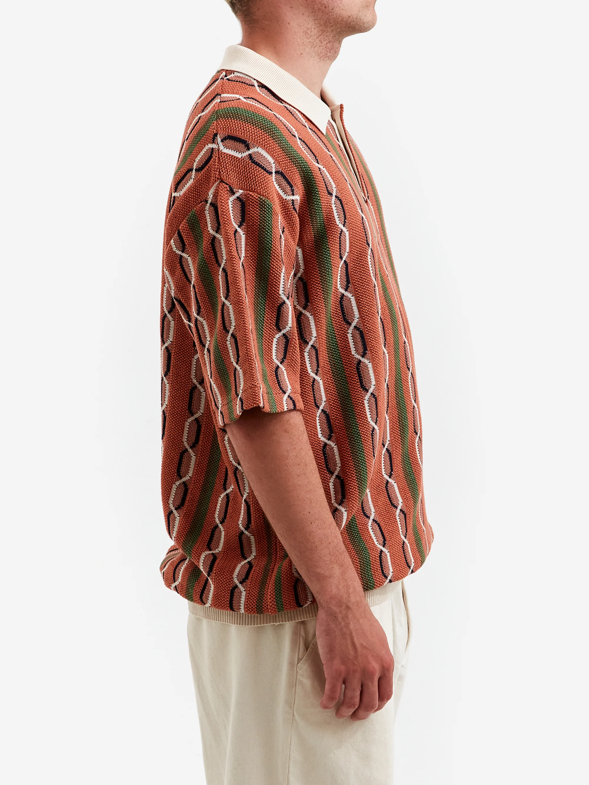 Wacko Maria Knit Polo Shirt - Brown - Image 5