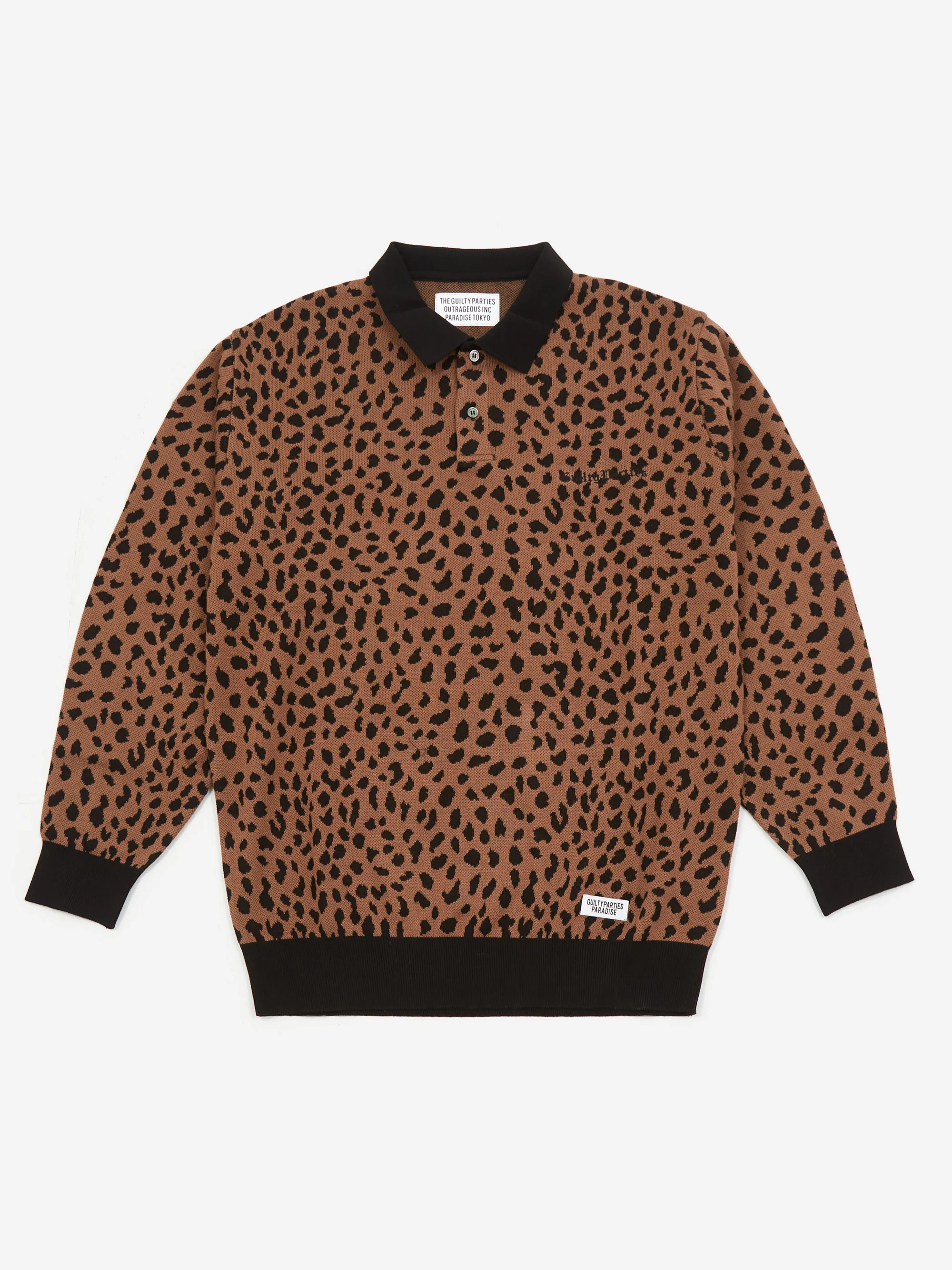 Wacko Maria Leopard Knit Polo Shirt - Brown