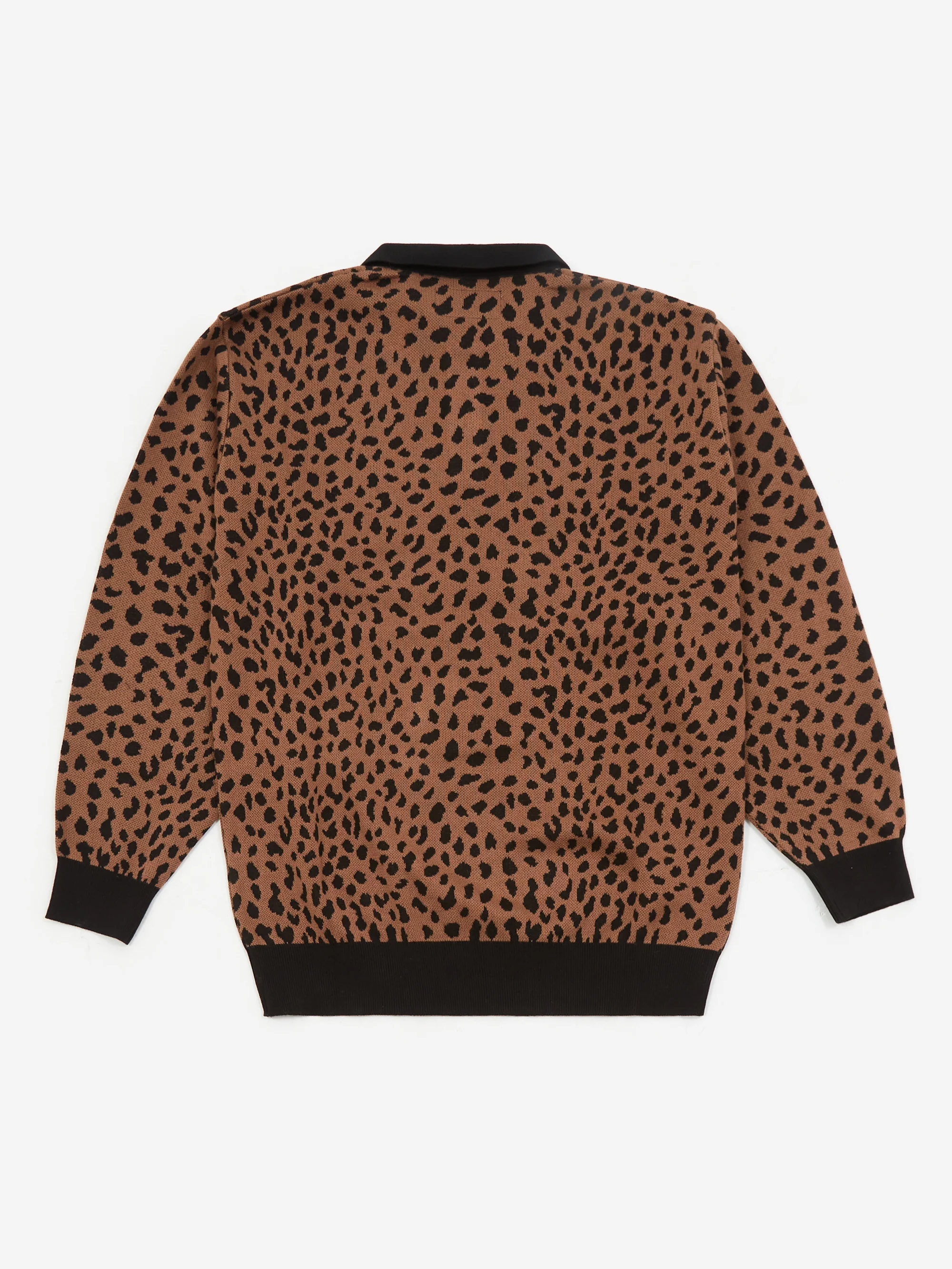 Wacko Maria Leopard Knit Polo Shirt - Brown - Image 3