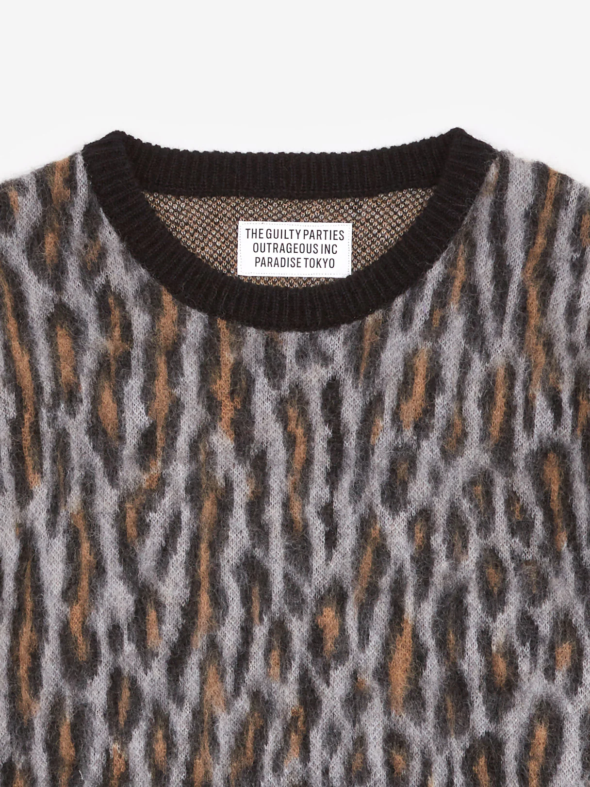 Wacko Maria Leopard Mohair Crew Neck Sweater Type-2 - Grey - Image 2