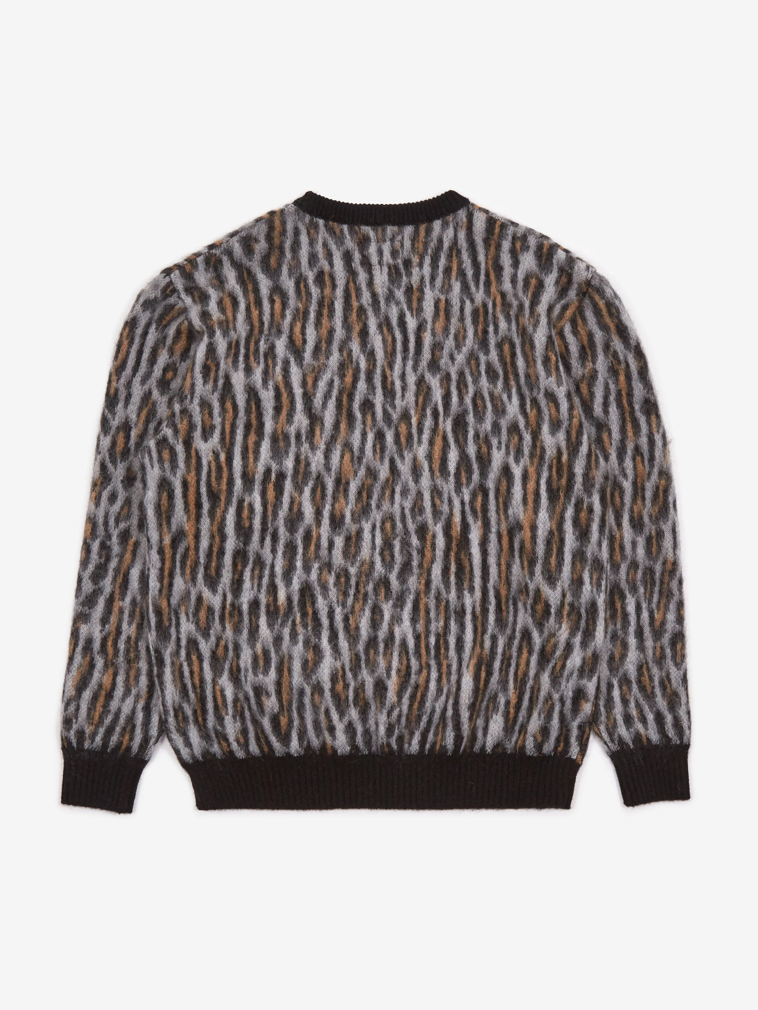 Wacko Maria Leopard Mohair Crew Neck Sweater Type-2 - Grey - Image 4