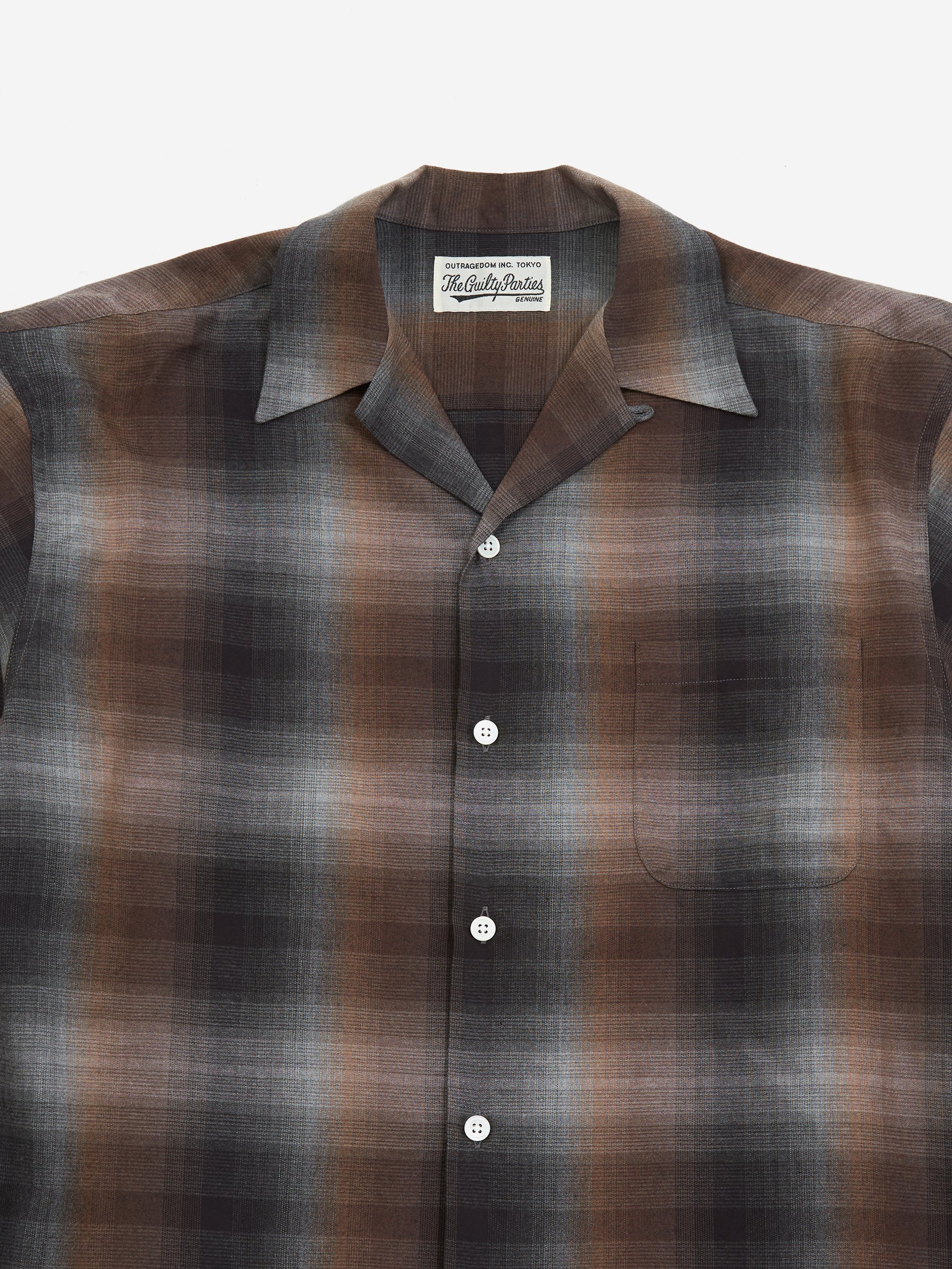 Wacko Maria Ombre Check Open Collar Shirt L/S ( Type-2 ) - Brown - Image 3
