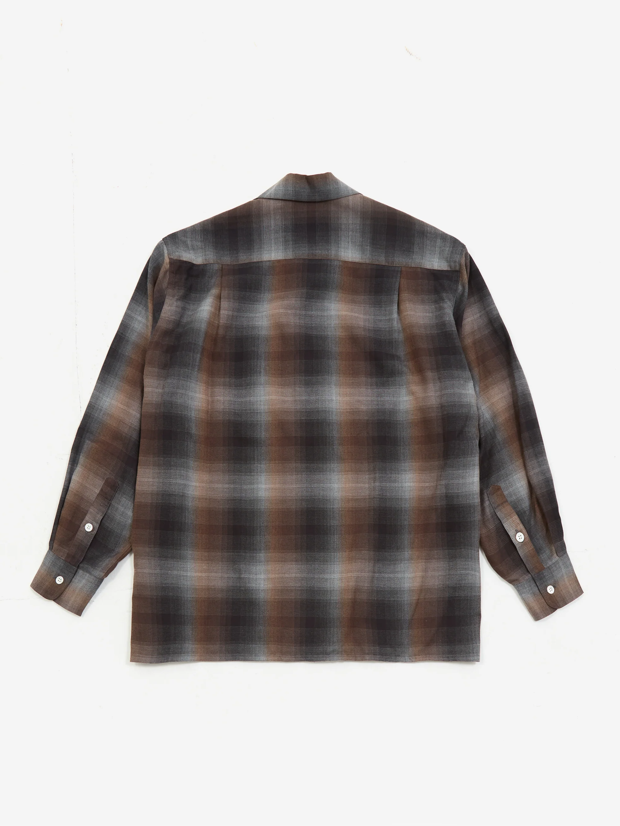 Wacko Maria Ombre Check Open Collar Shirt L/S ( Type-2 ) - Brown - Image 4
