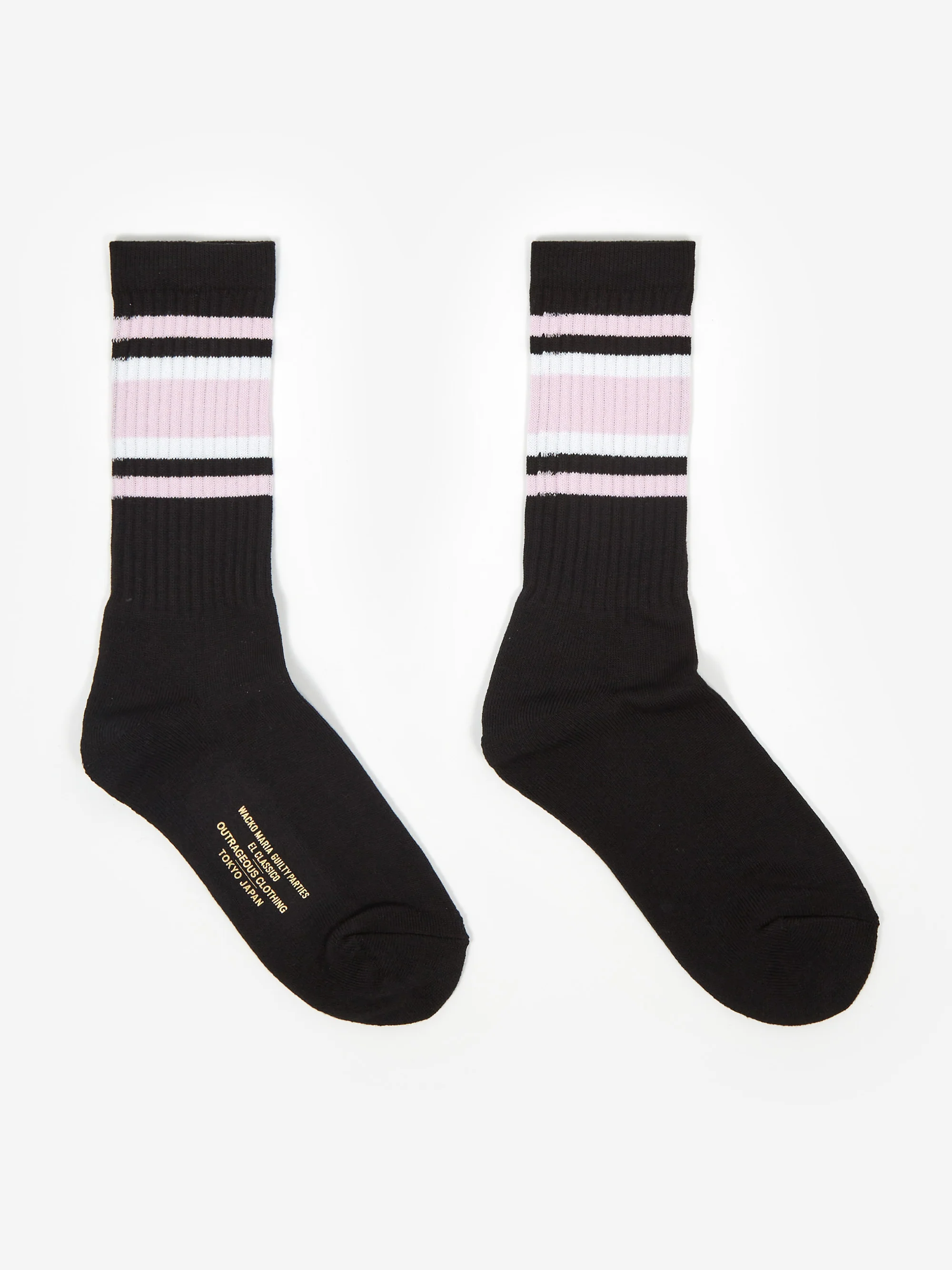 Wacko Maria Skater Socks (Type-1) - Black/Pink