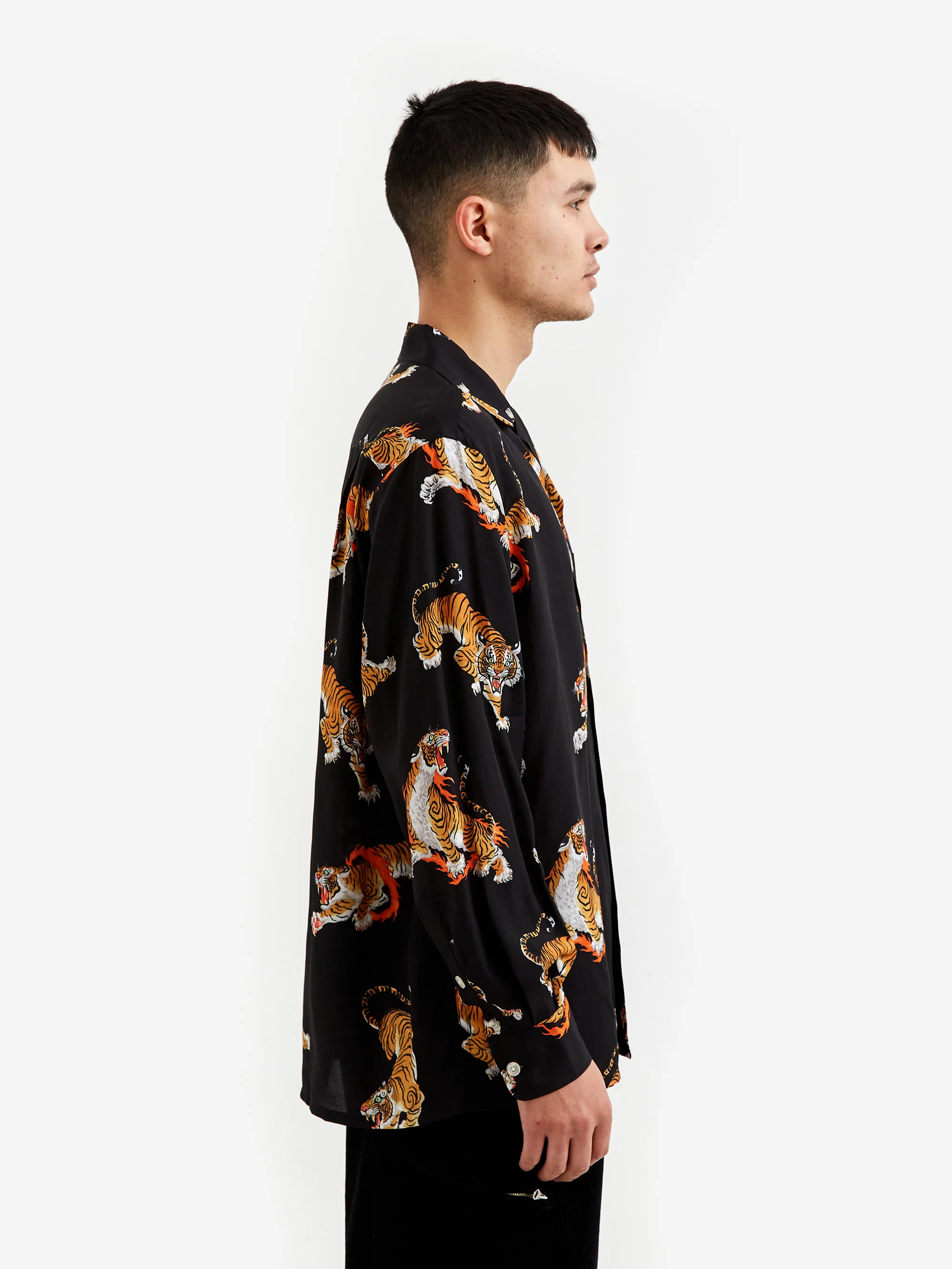 Wacko Maria Tim Lehi / Hawaiian Shirt L/S (Type-5) - Black - Image 7