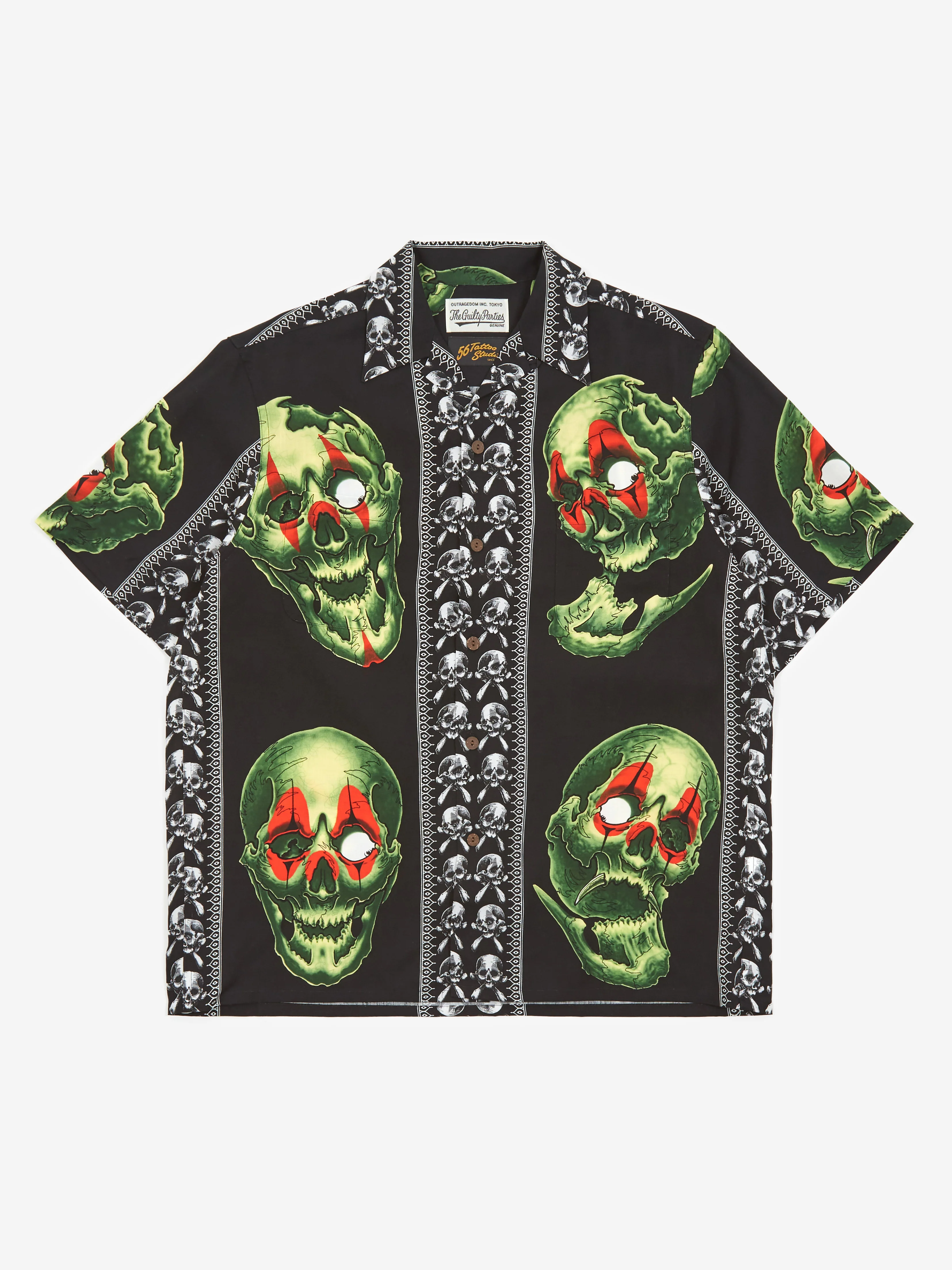 Wacko Maria x 56 Tattoo Studio / Shortsleeve Hawaiian Shirt Type-1 - Black