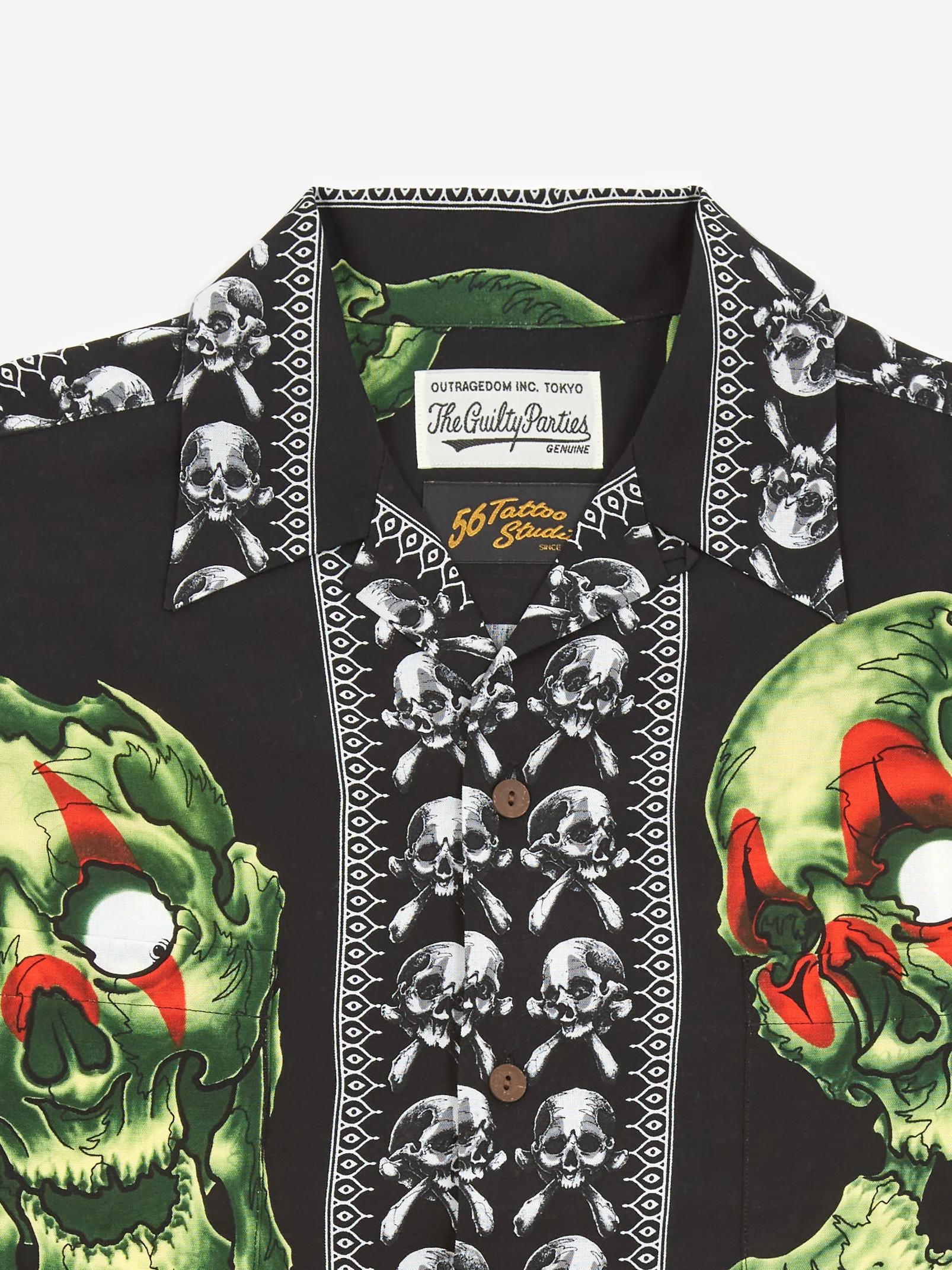 Wacko Maria x 56 Tattoo Studio / Shortsleeve Hawaiian Shirt Type-1 - Black - Image 2