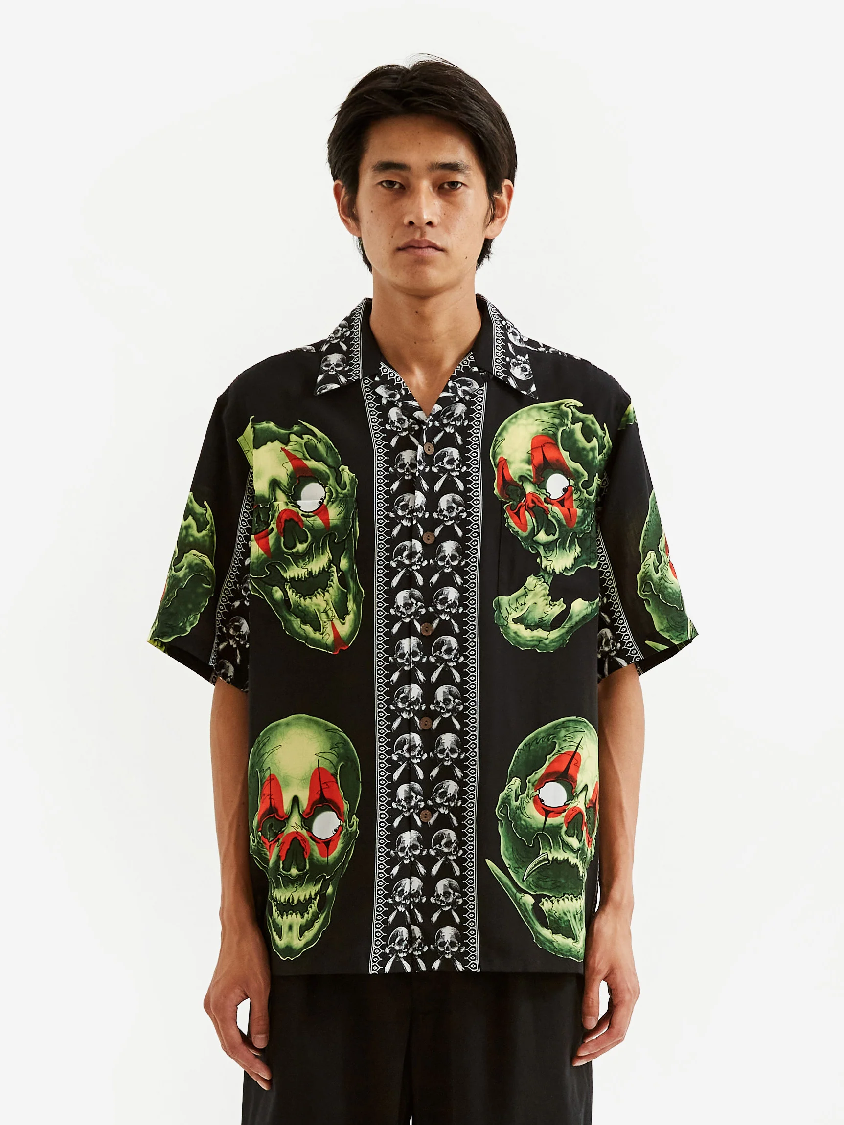Wacko Maria x 56 Tattoo Studio / Shortsleeve Hawaiian Shirt Type-1 - Black - Image 6