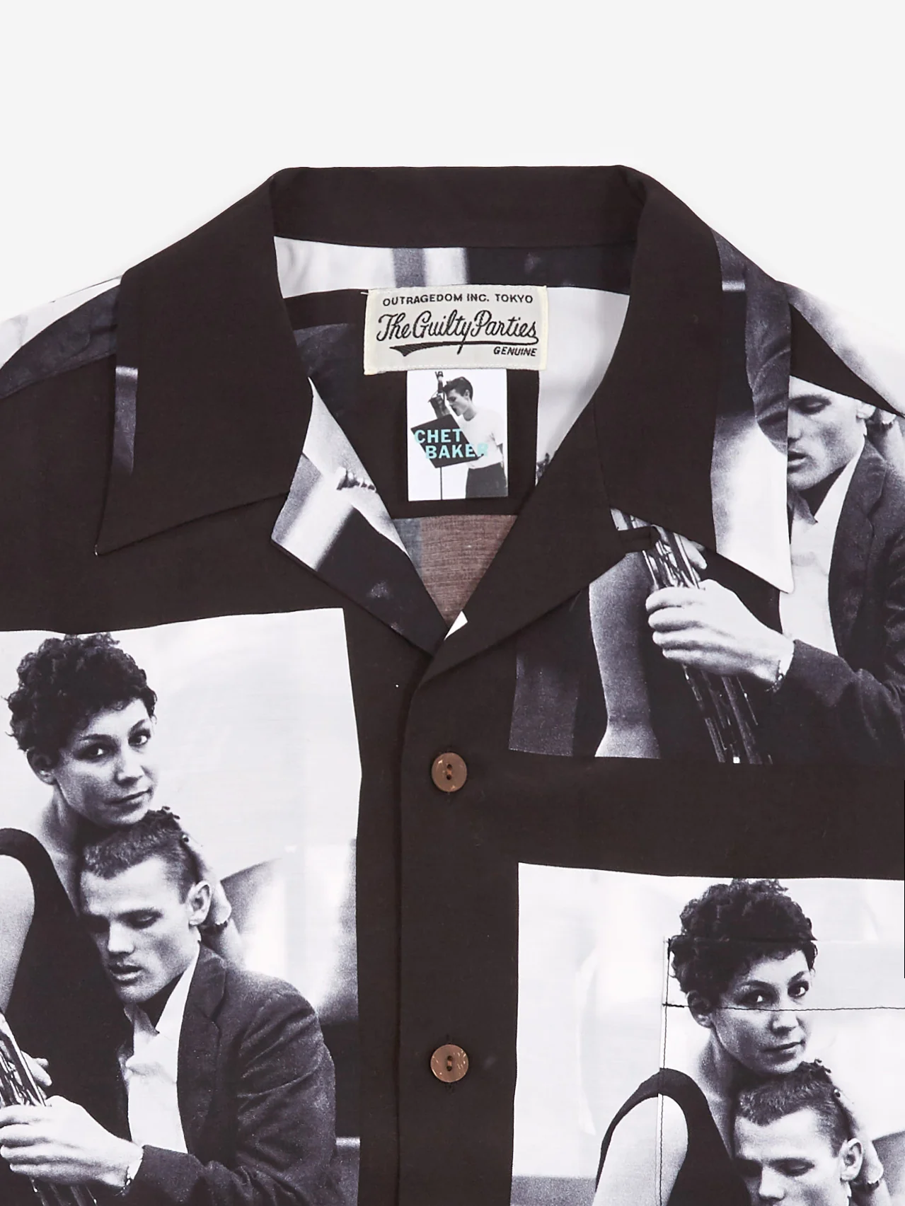 Wacko Maria x Chet Baker / Shortsleeve Hawaiian Shirt Type-3 - Black - Image 2