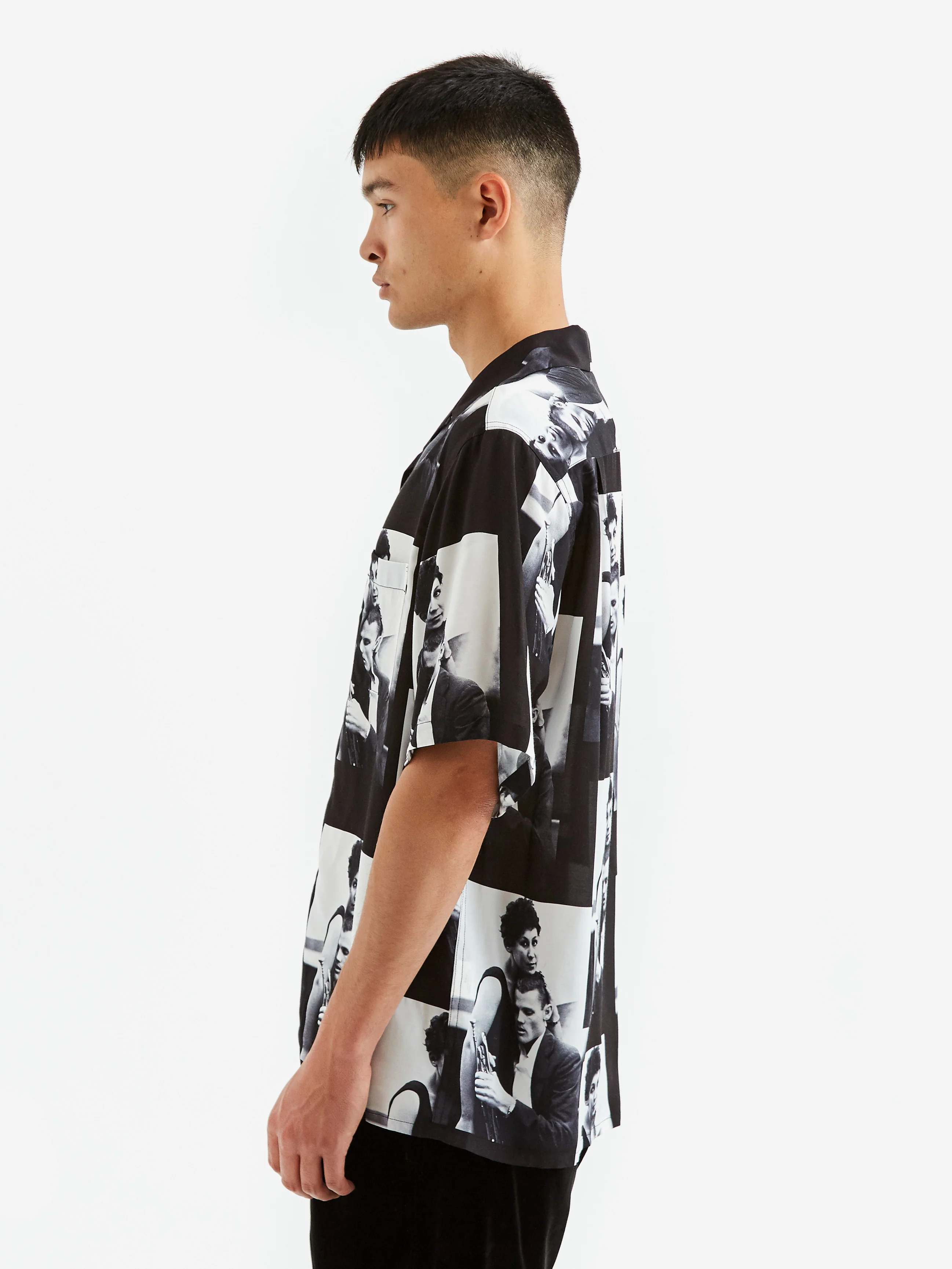 Wacko Maria x Chet Baker / Shortsleeve Hawaiian Shirt Type-3 - Black - Image 8
