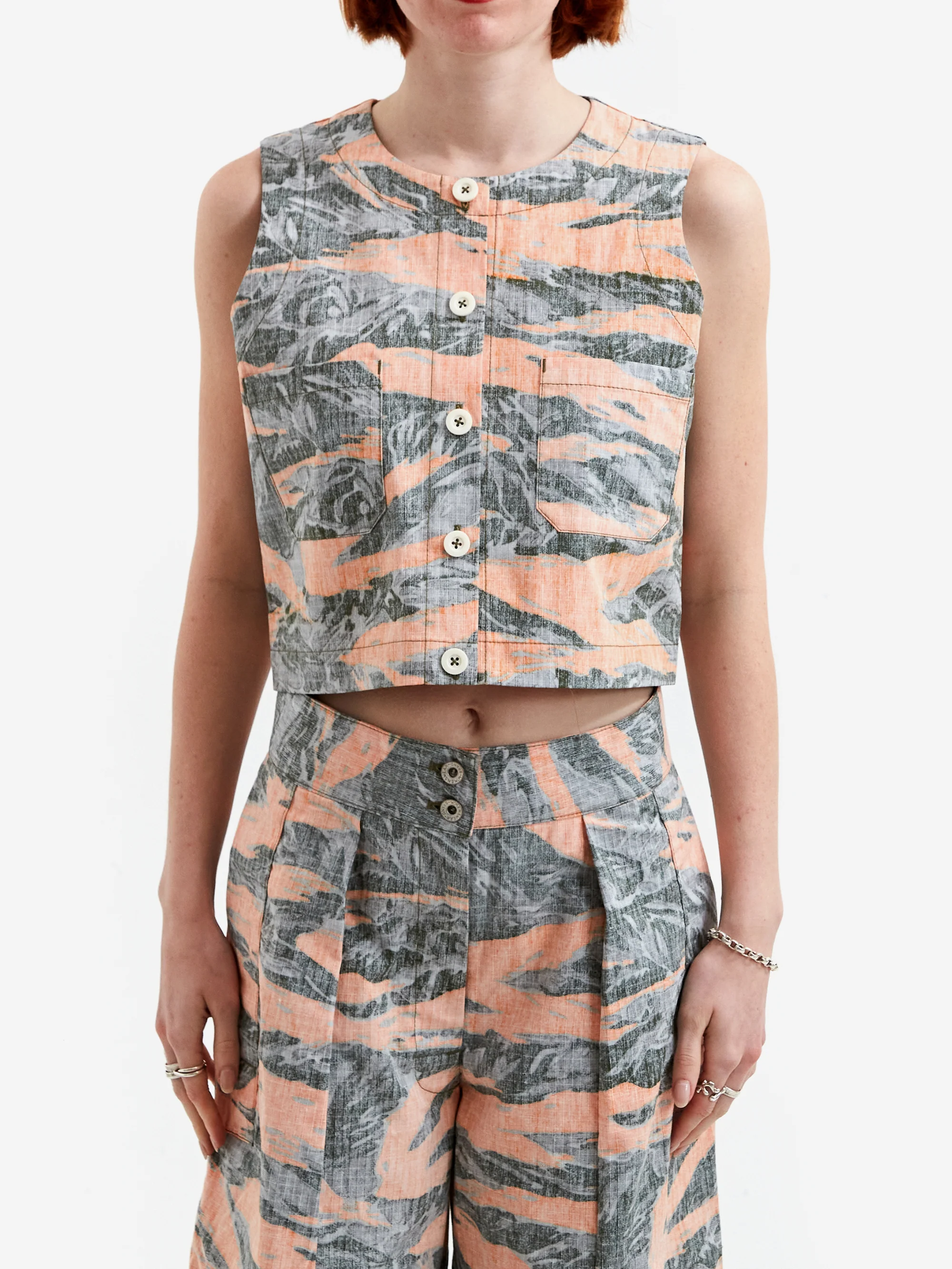 W'Menswear Naa Shirt - Orange Print