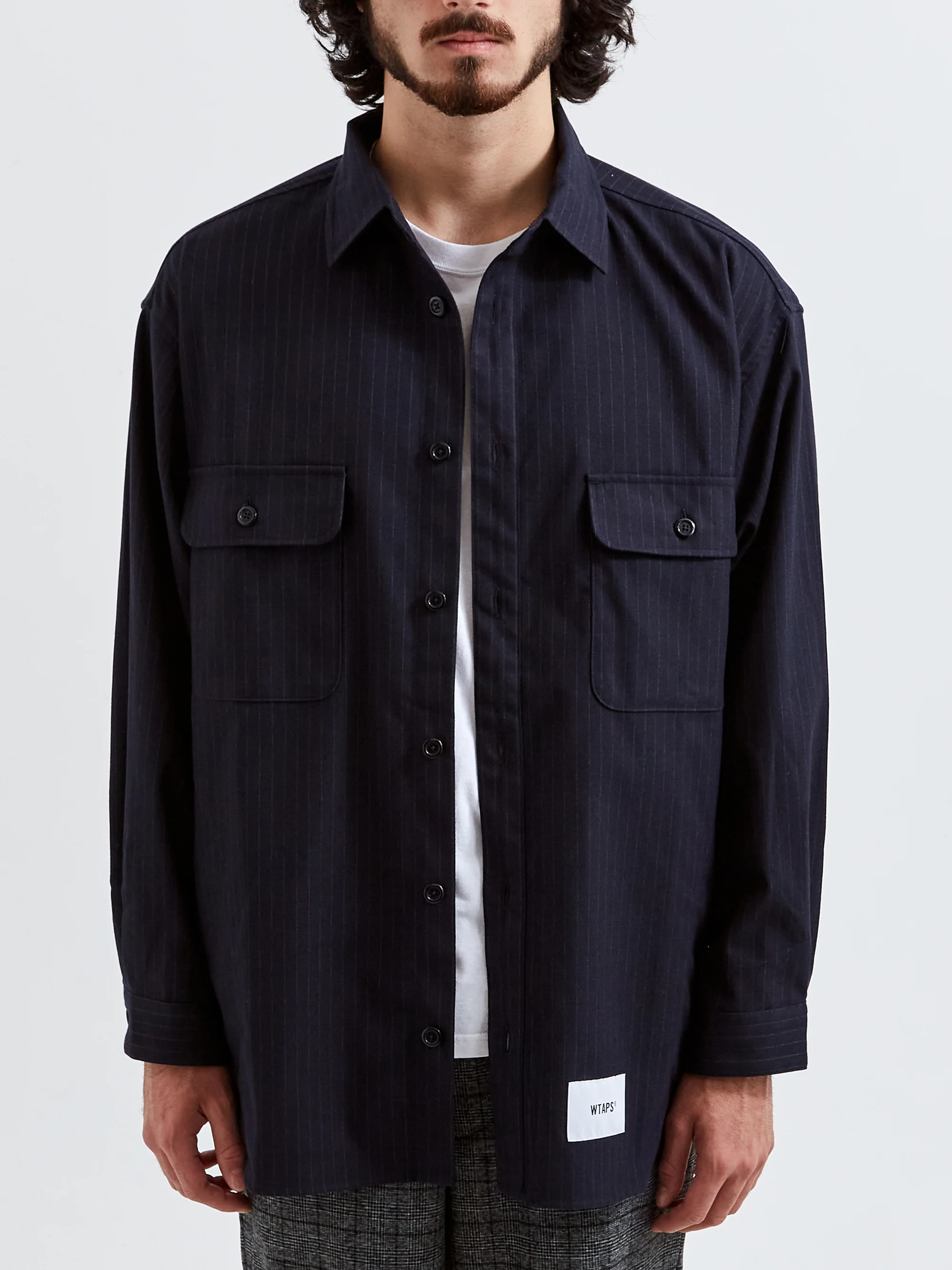 WTAPS Long Sleeve Shirt 04 - Navy - Image 7