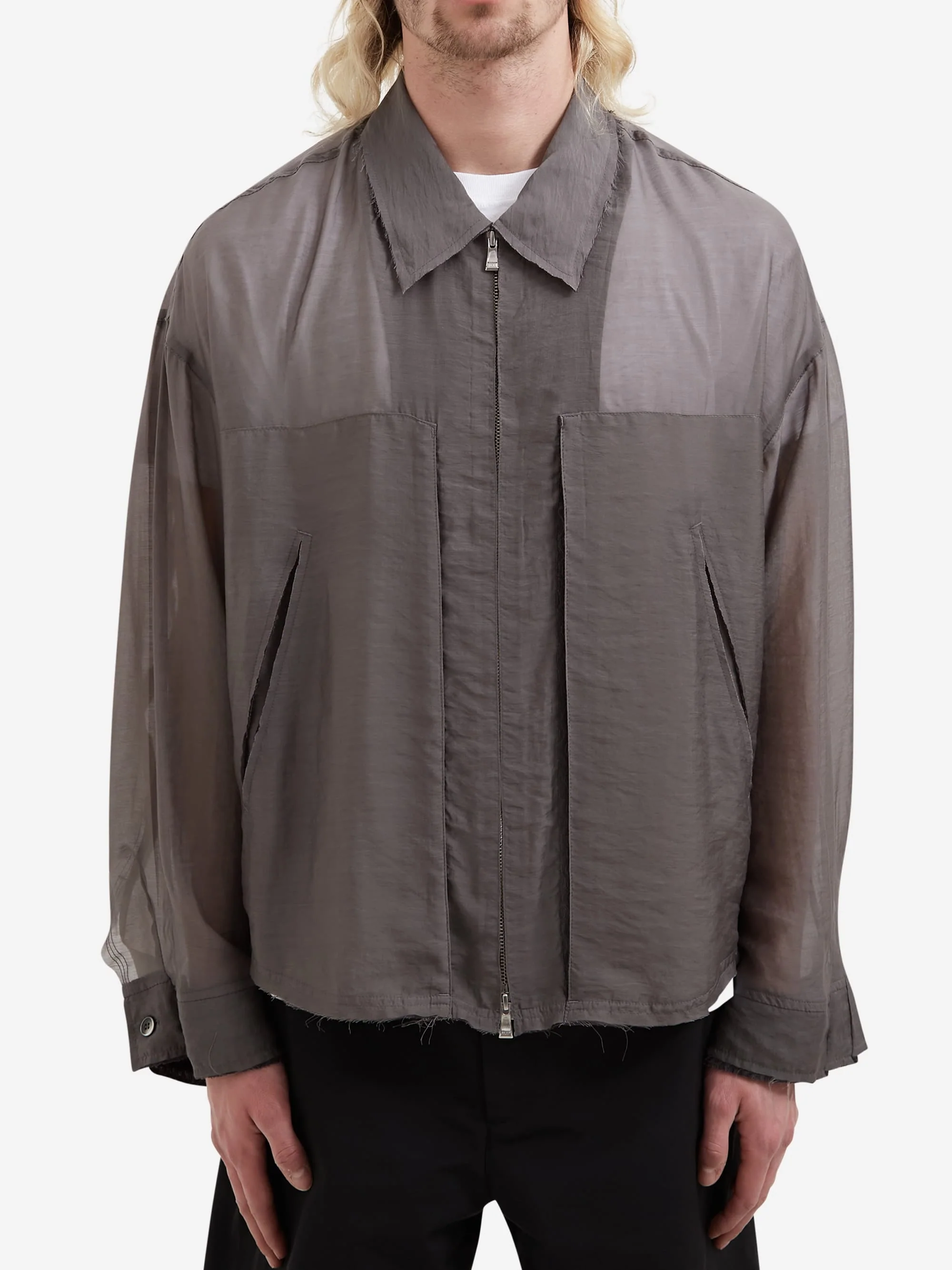 XLIM Unhem Zip Shirt - Grey - Image 6