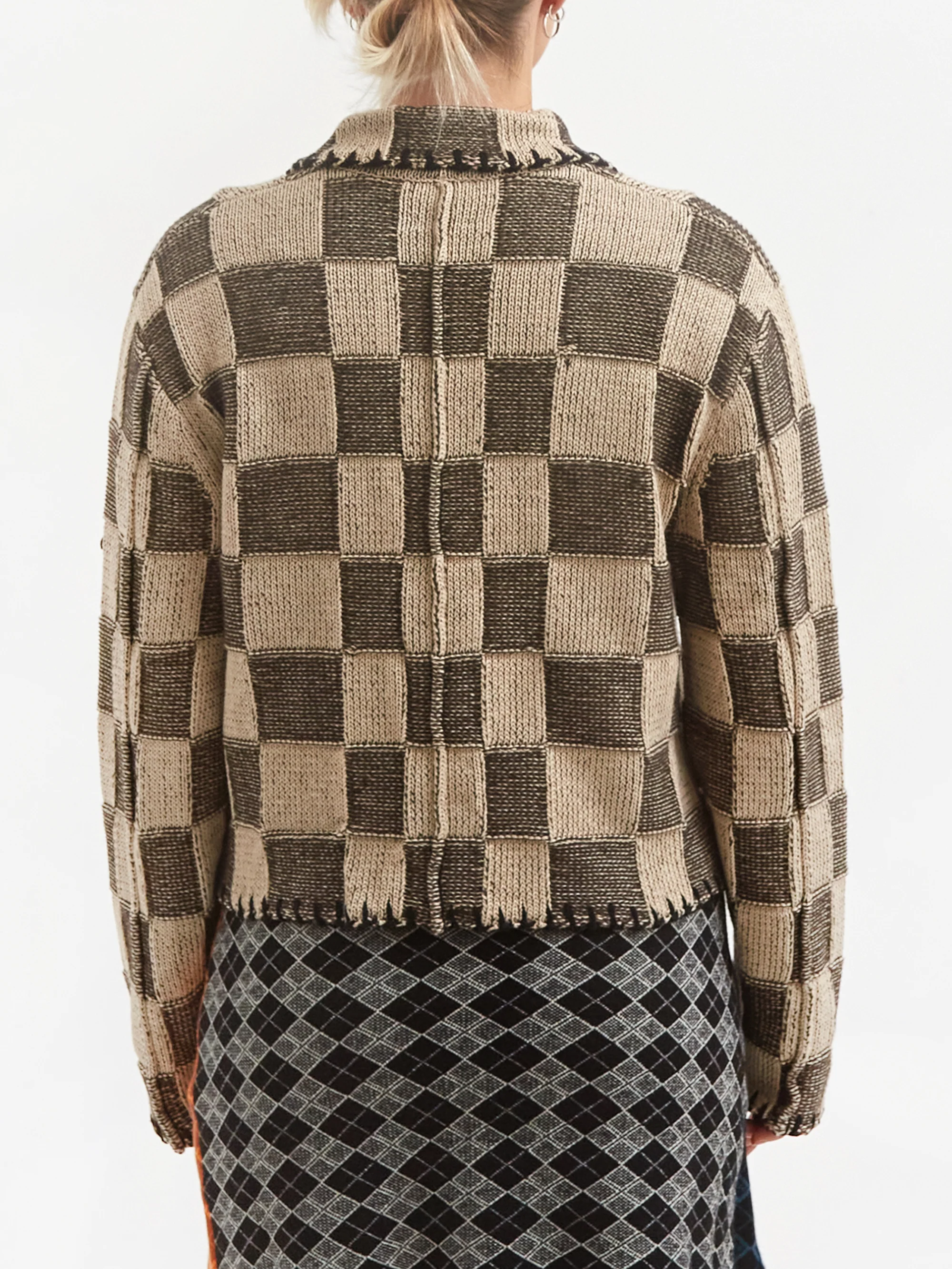 YANYAN KNITS Fireworks Shrunken Work Jacket - Brown/Oat - Image 3