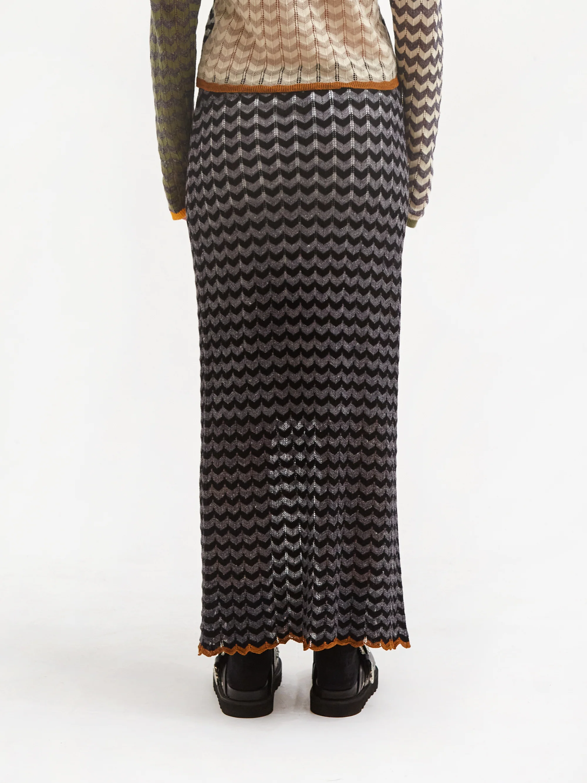 YANYAN KNITS Tong Maxi Skirt - Charcoal Multi - Image 3