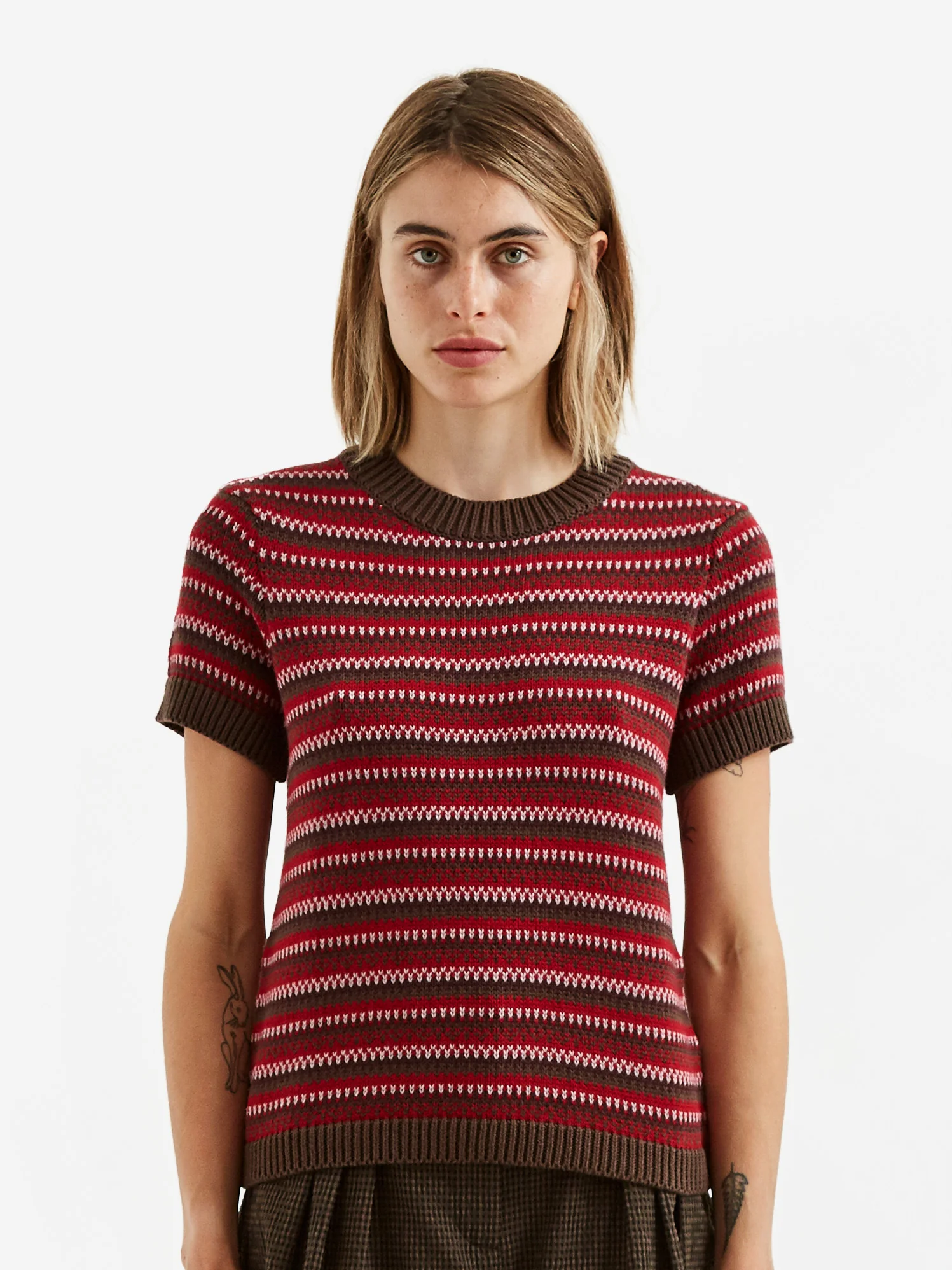 YMC Mitchell Crew Knit - Brown/Red