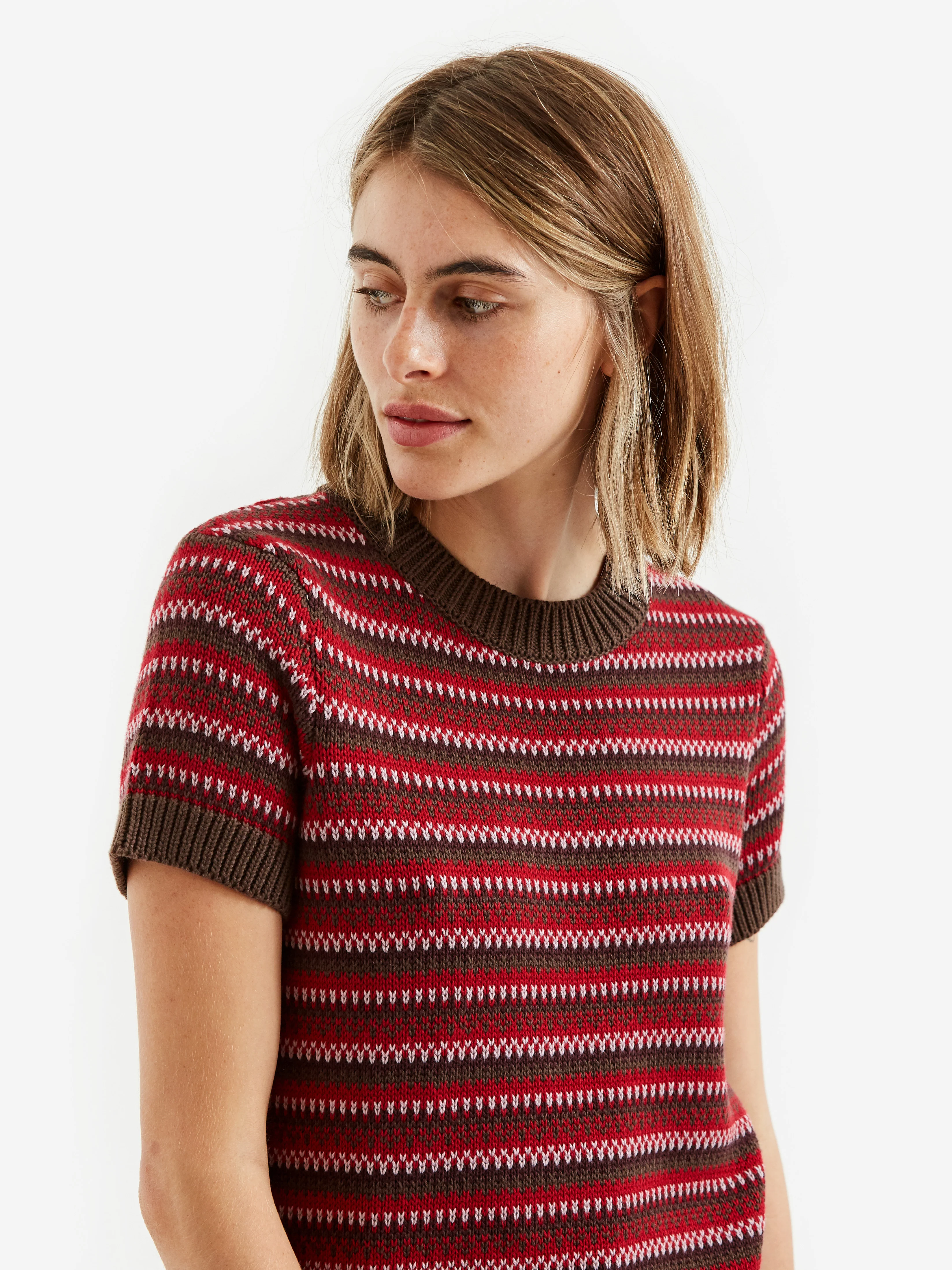 YMC Mitchell Crew Knit - Brown/Red - Image 2