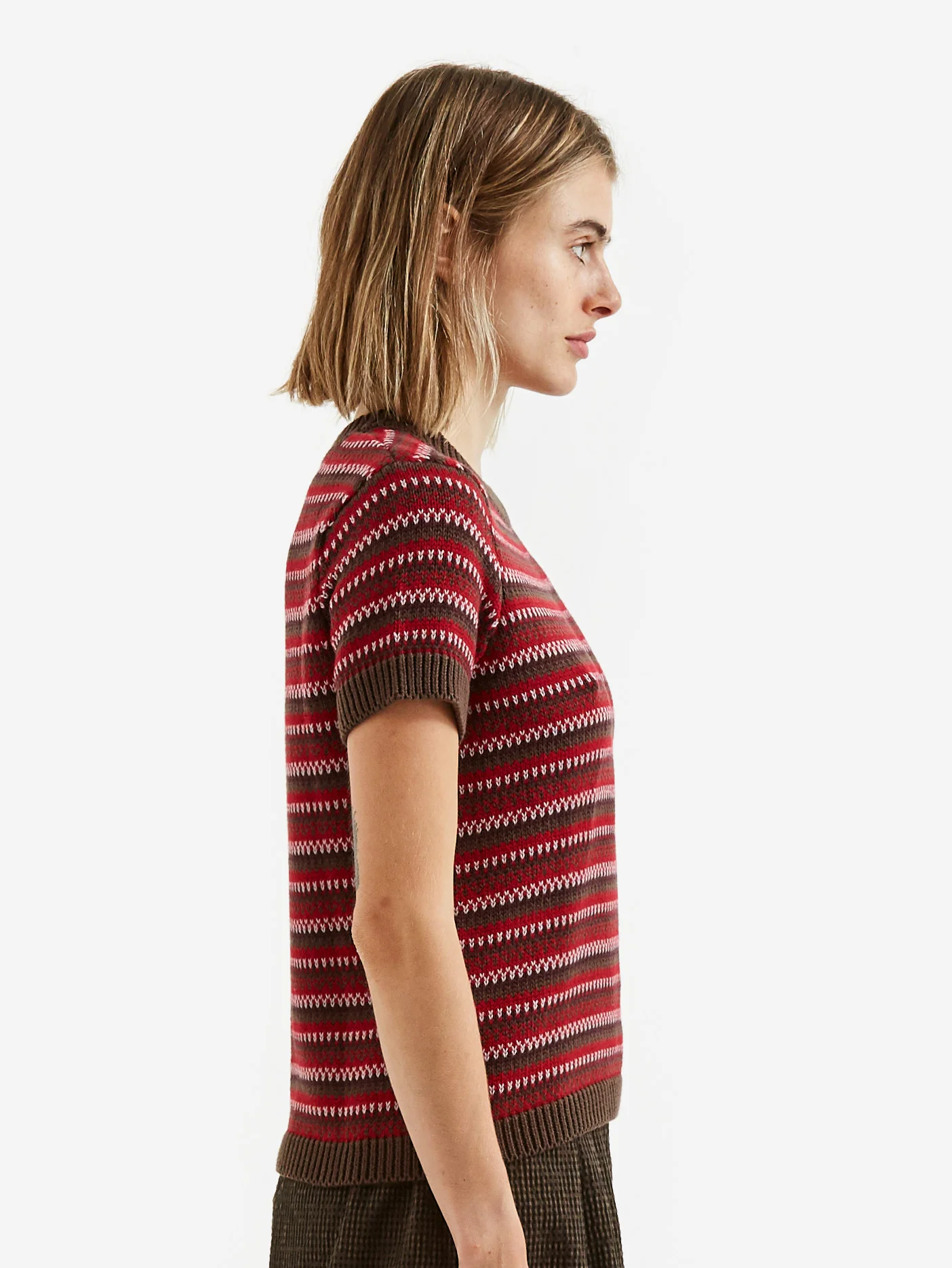 YMC Mitchell Crew Knit - Brown/Red - Image 3