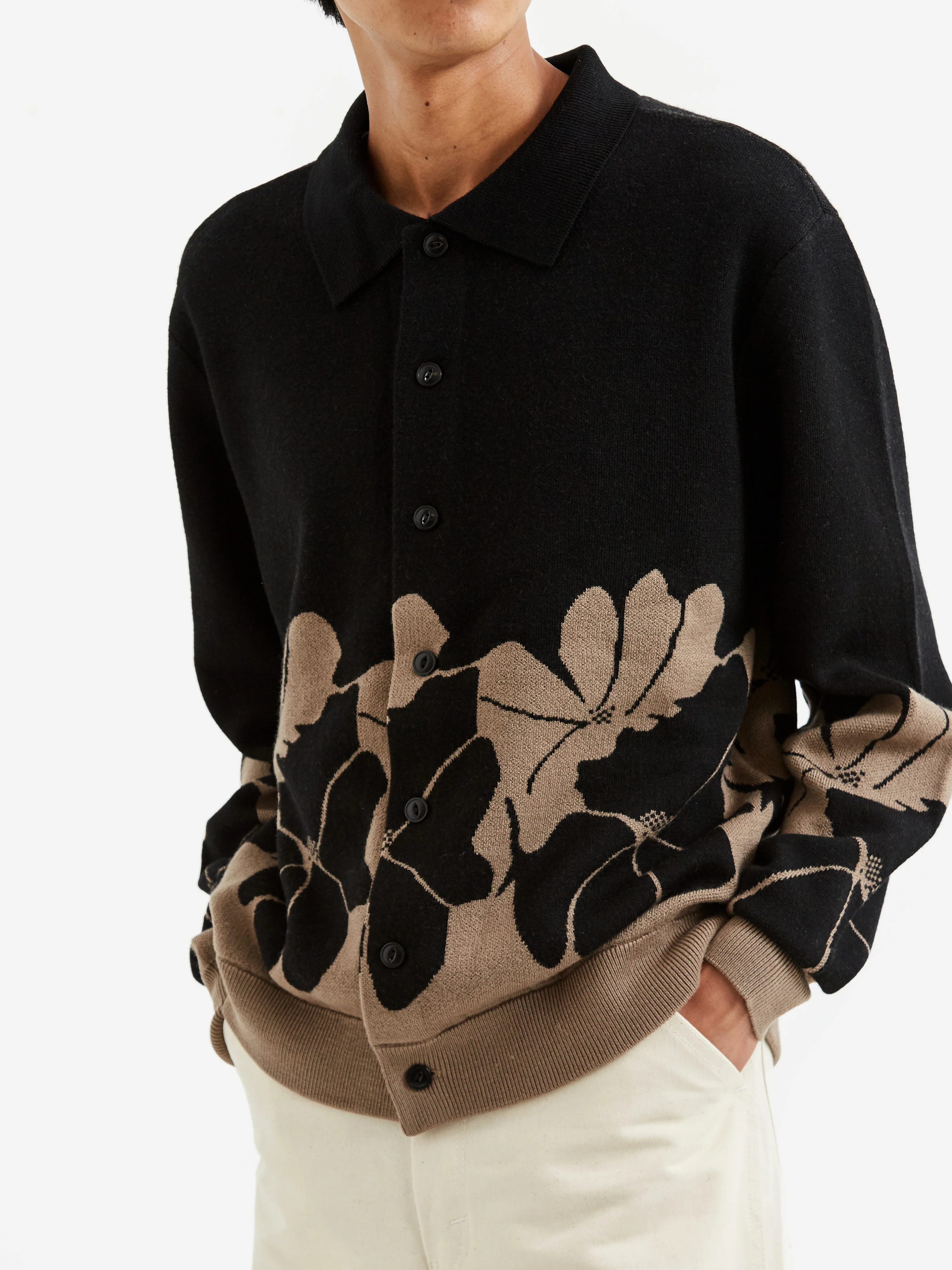 YMC Rat Pack Knit Cardigan - Black/Brown - Image 10