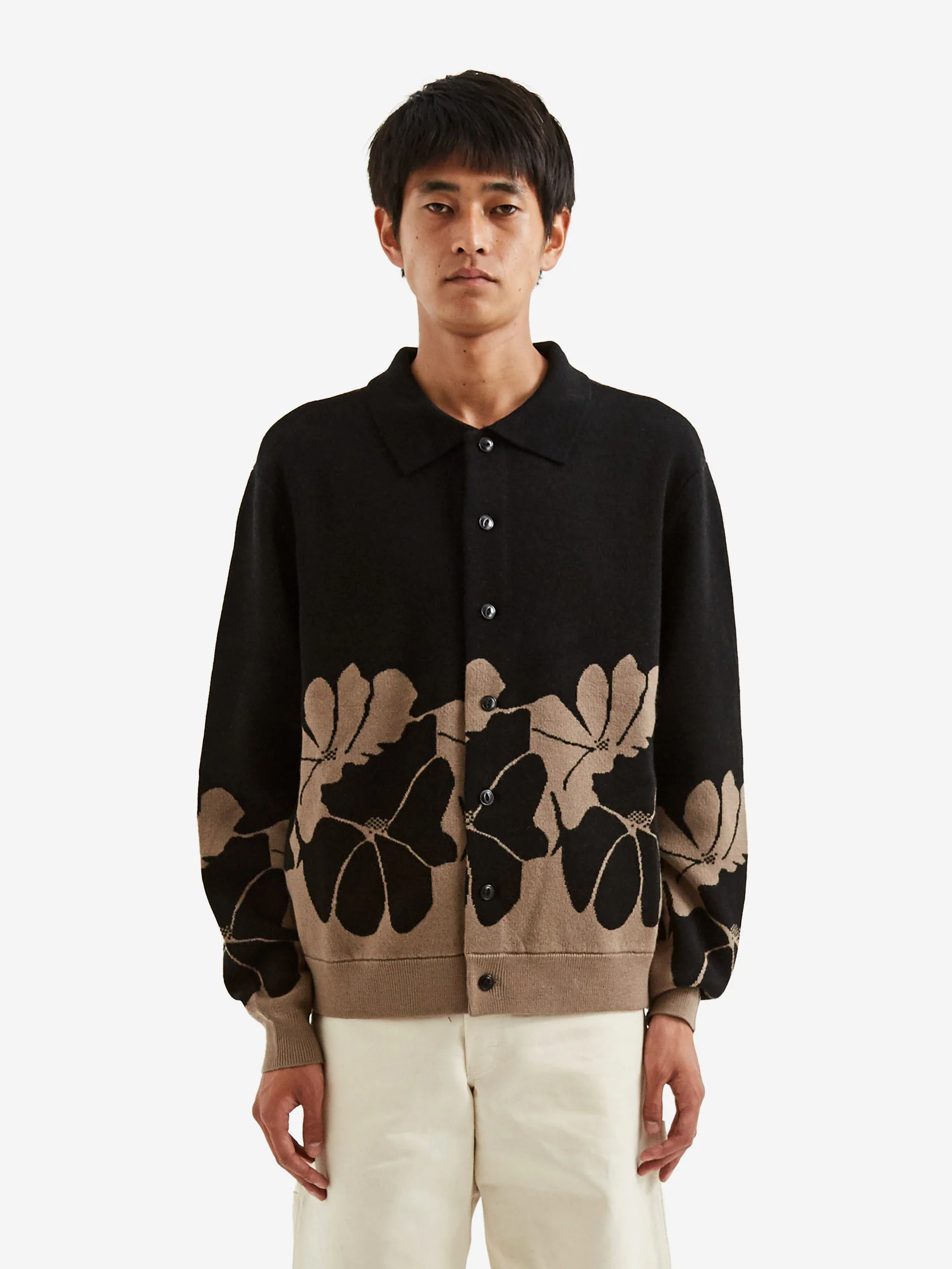YMC Rat Pack Knit Cardigan - Black/Brown - Image 6