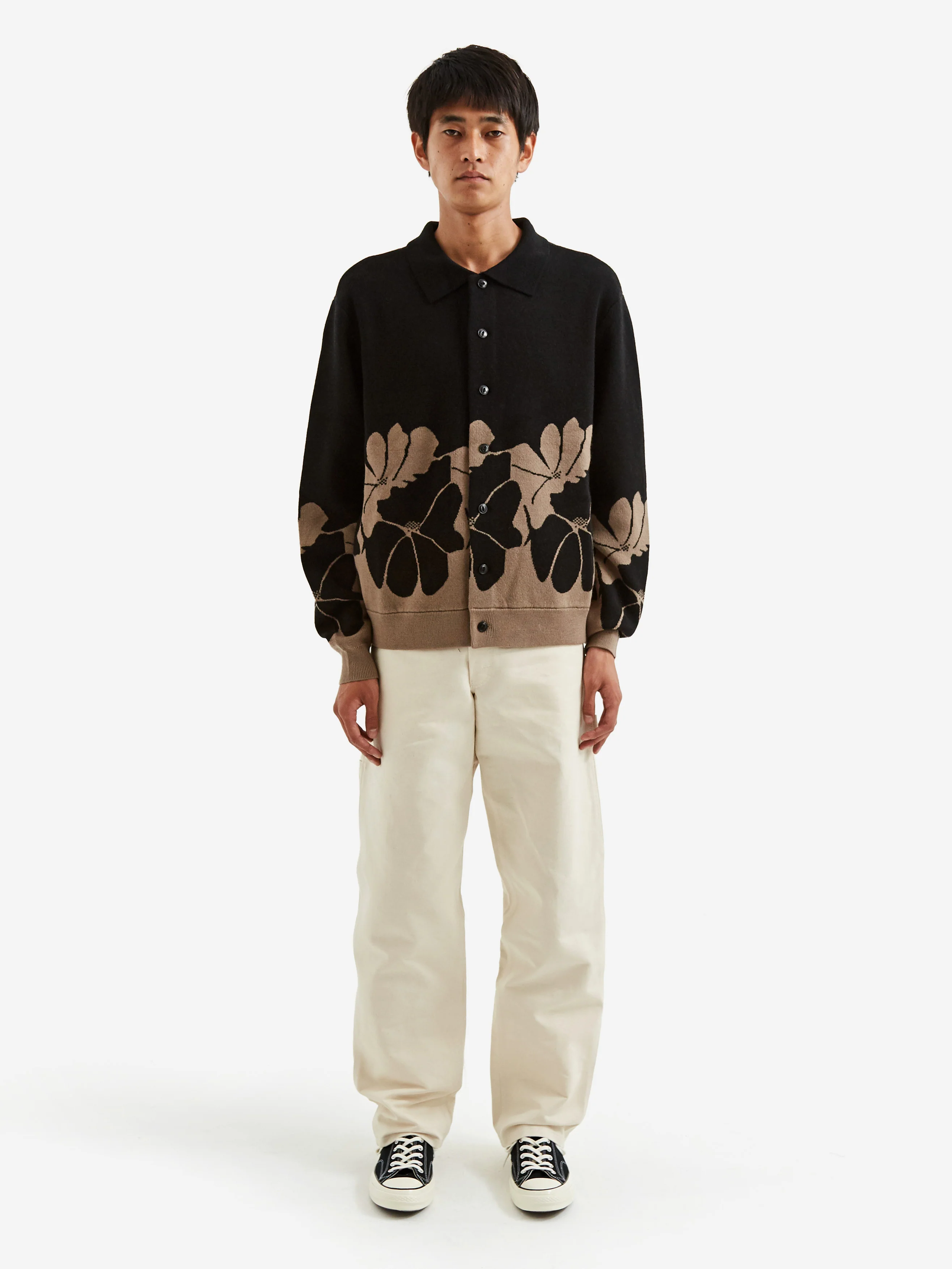 YMC Rat Pack Knit Cardigan - Black/Brown - Image 9
