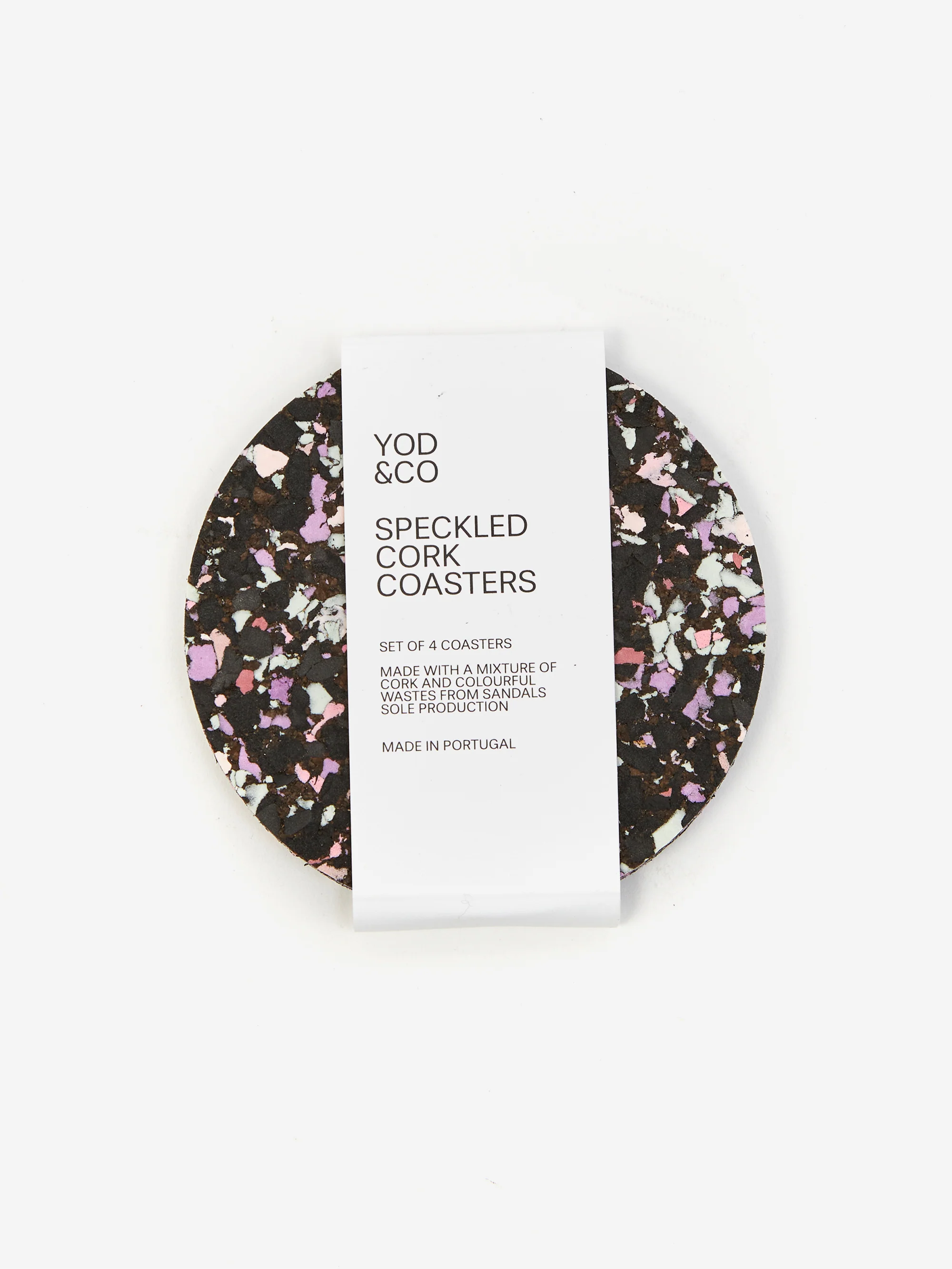 Yod and Co Speckled Cork Set of 4 Drink Coasters - Black/Purple - Image 3
