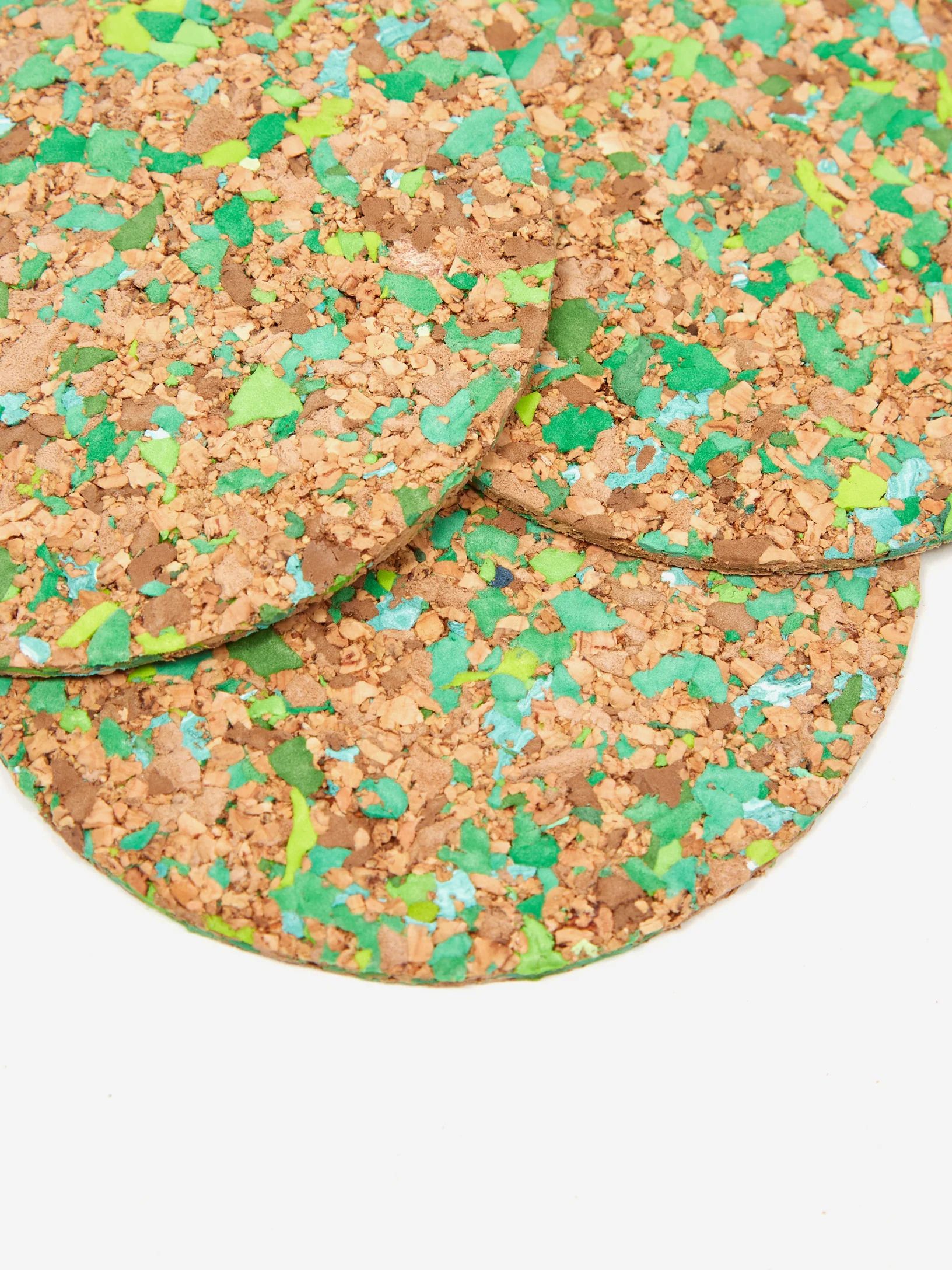 Yod and Co Speckled Round Cork Coasters Set of 4 - Green - Image 3