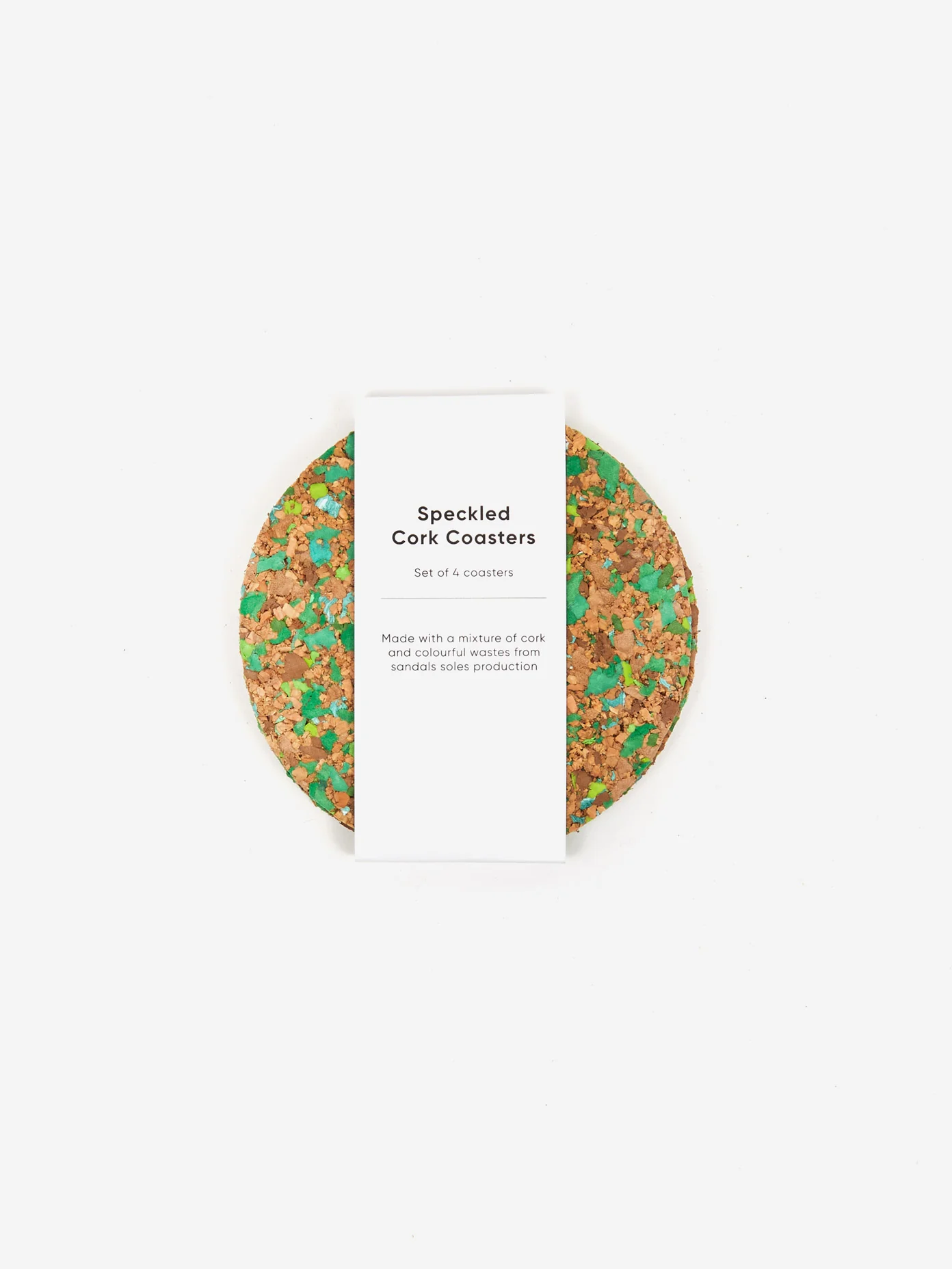 Yod and Co Speckled Round Cork Coasters Set of 4 - Green - Image 4